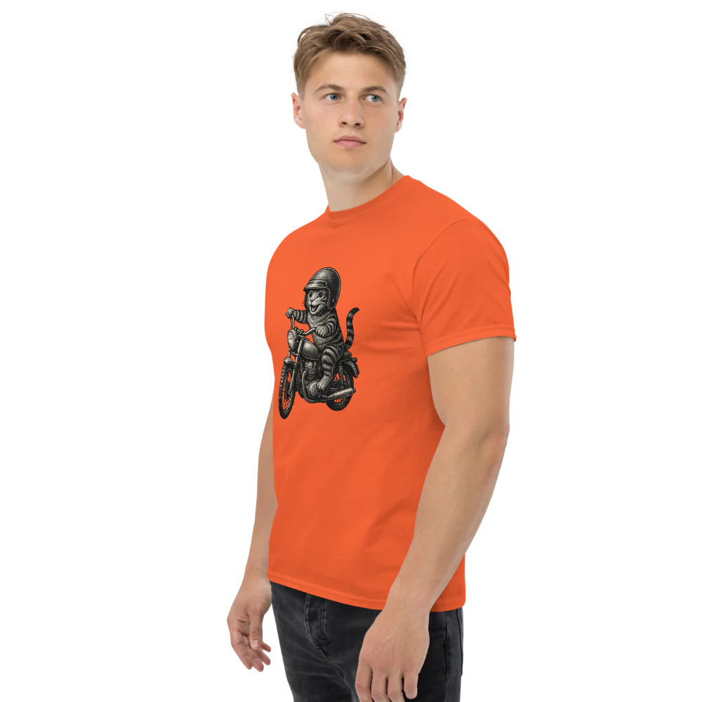 Cat Riding Motorbike Funny Biker Cat Tee - Image 5