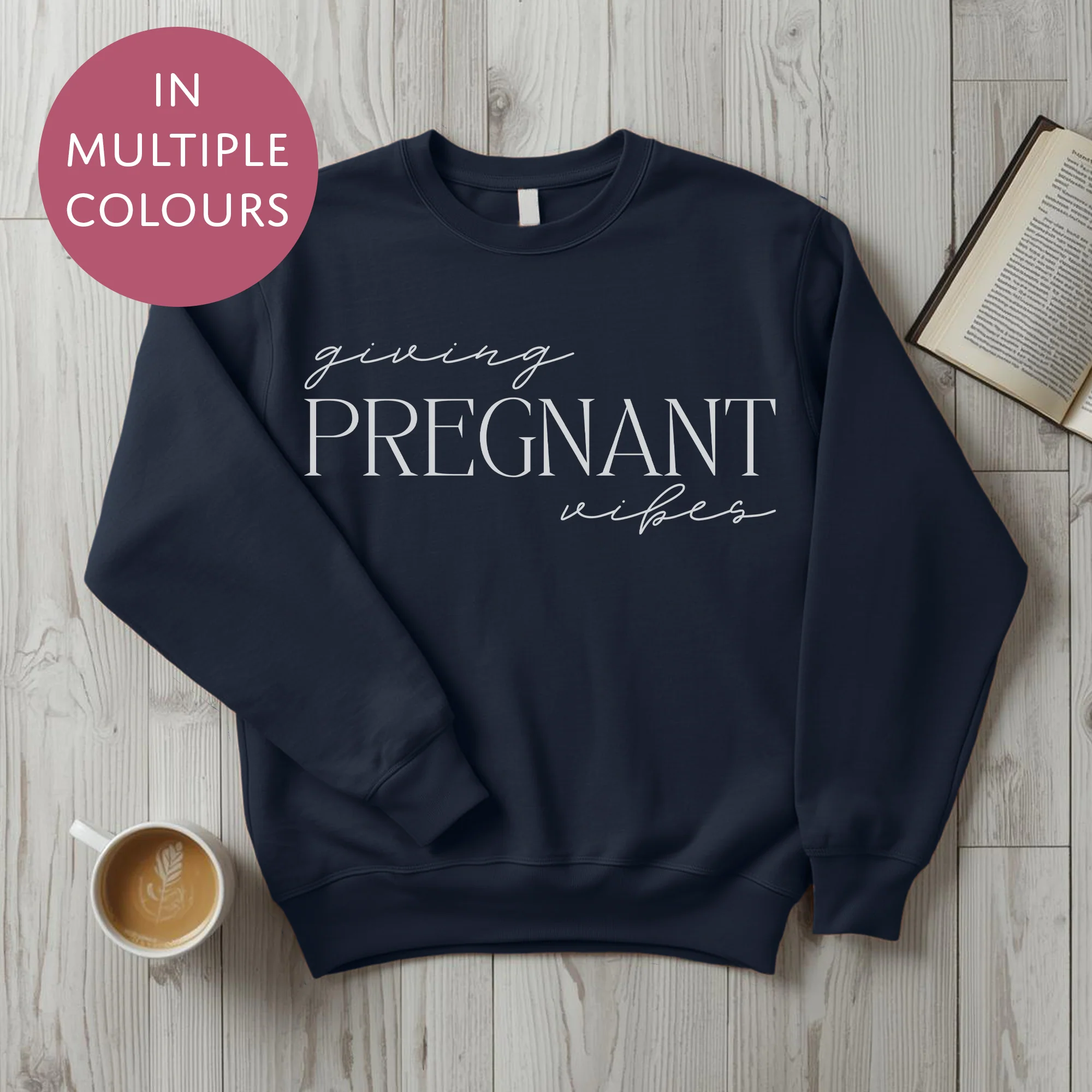 Giving Pregnant Vibes Sweater - Baby Shower Announcement Gift - Custom Mothers Day Jumper - Image 11