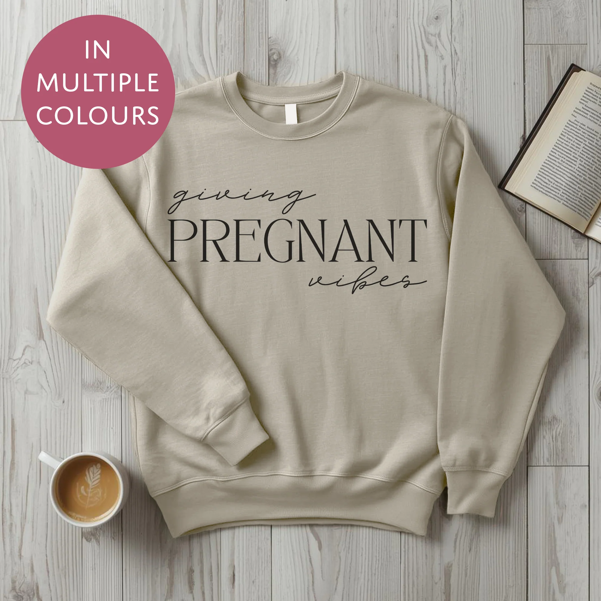 Giving Pregnant Vibes Sweater - Baby Shower Announcement Gift - Custom Mothers Day Jumper - Image 13
