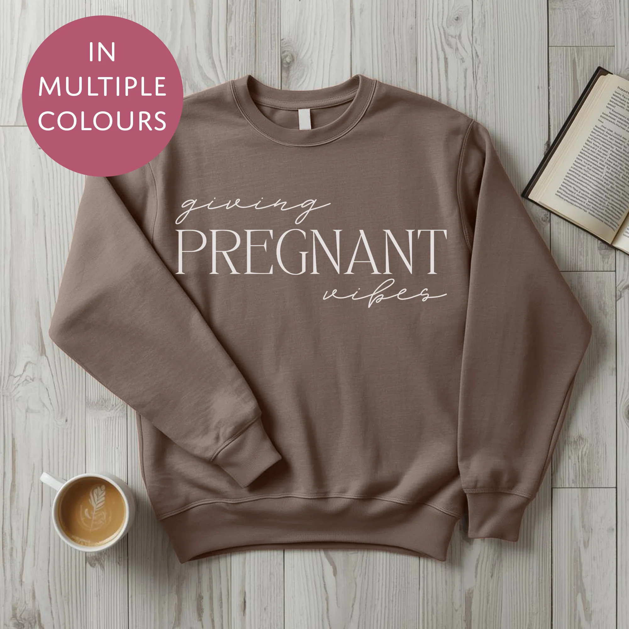 Giving Pregnant Vibes Sweater - Baby Shower Announcement Gift - Custom Mothers Day Jumper - Image 2