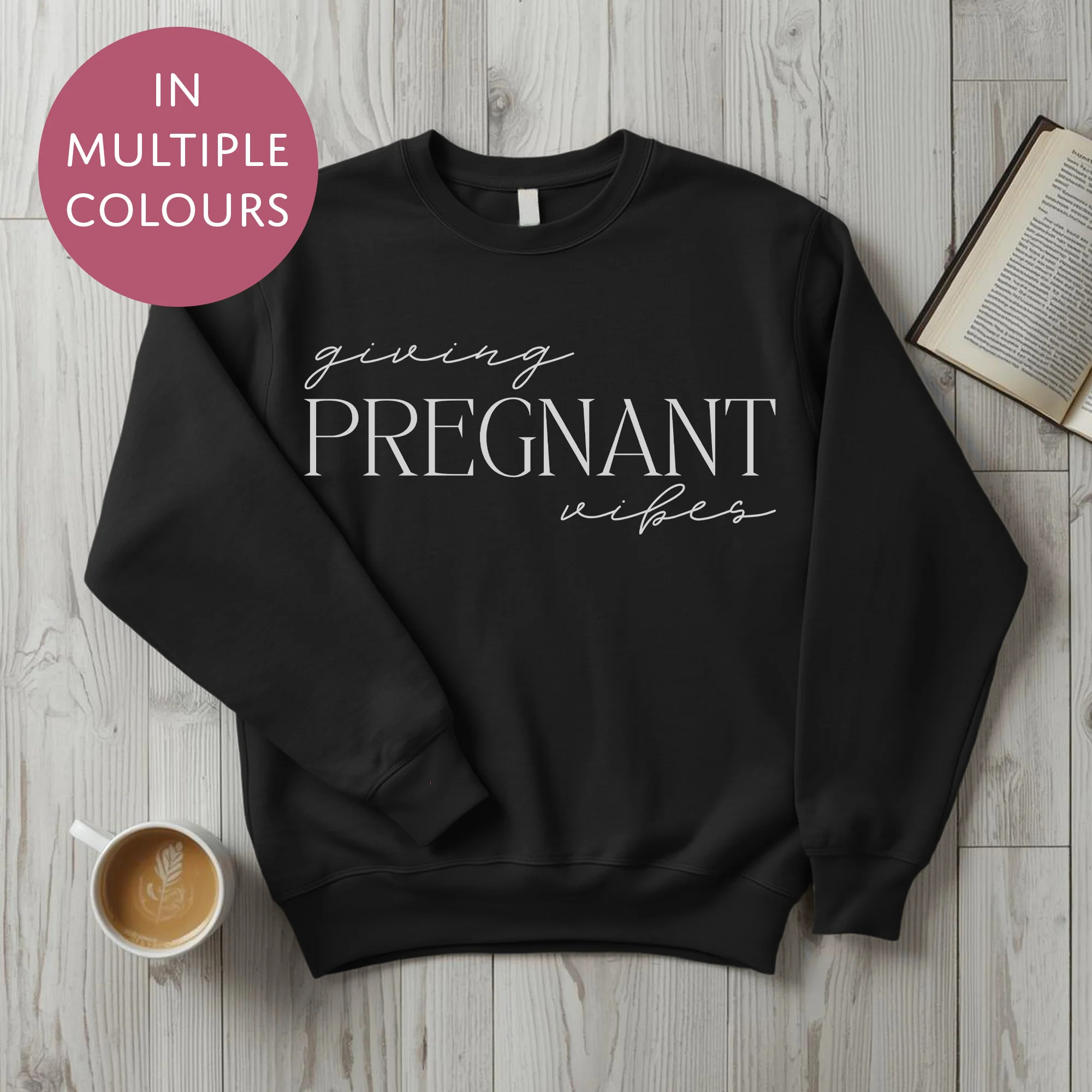 Giving Pregnant Vibes Sweater - Baby Shower Announcement Gift - Custom Mothers Day Jumper - Image 5