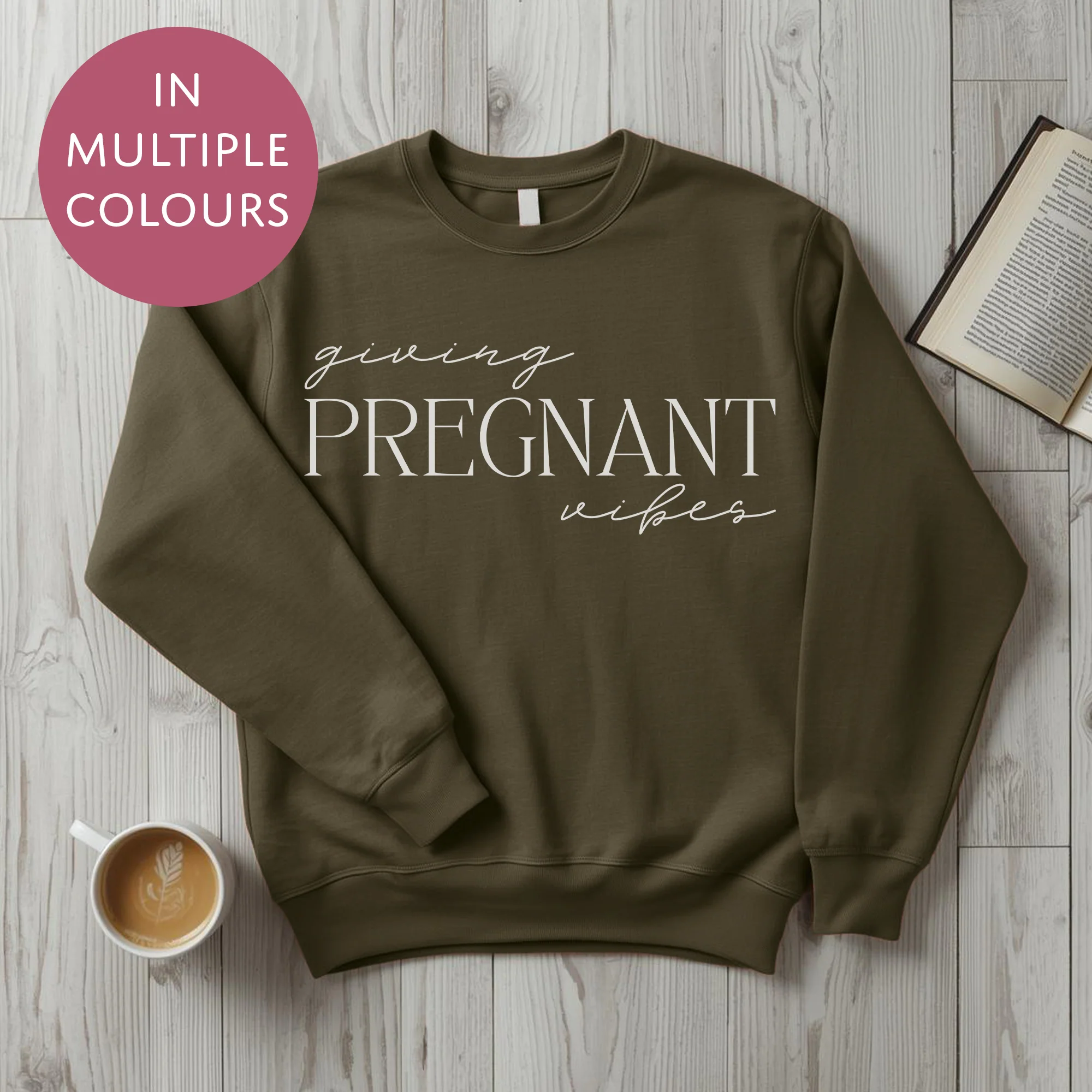 Giving Pregnant Vibes Sweater - Baby Shower Announcement Gift - Custom Mothers Day Jumper - Image 8