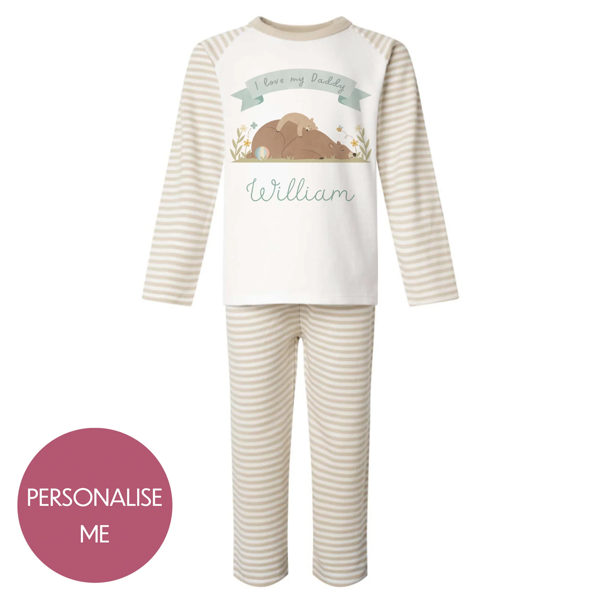 I Love My Daddy - Personalised Kids Pyjamas - Stripe Set - Image 4