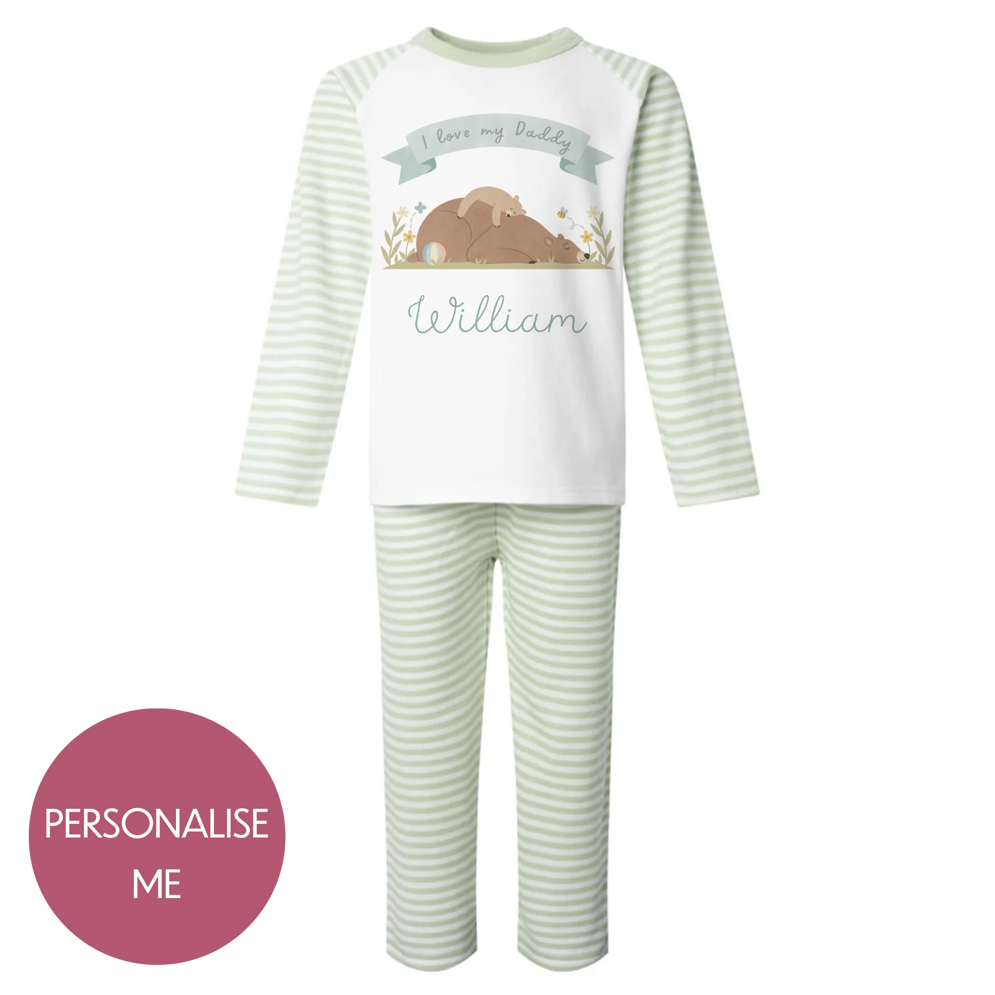 I Love My Daddy - Personalised Kids Pyjamas - Stripe Set - Image 5