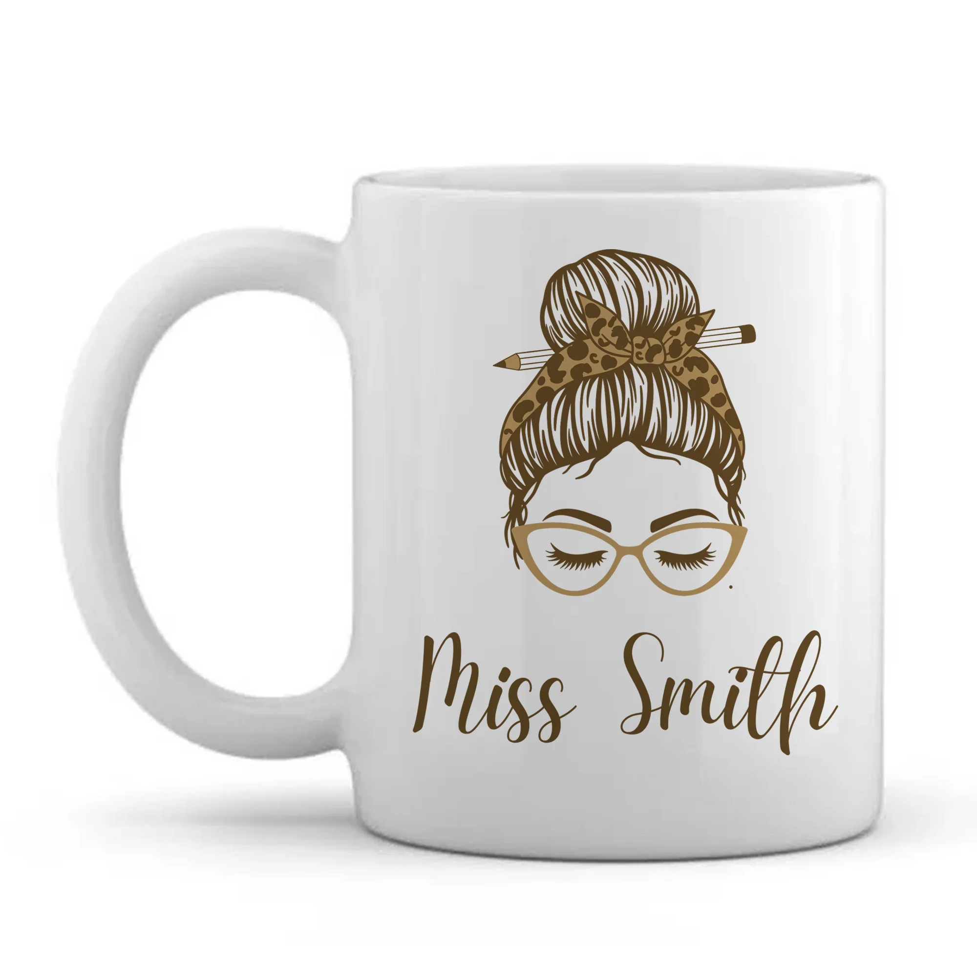 Leopard Rainbow Mug, Teacher - Personalised - Image 2
