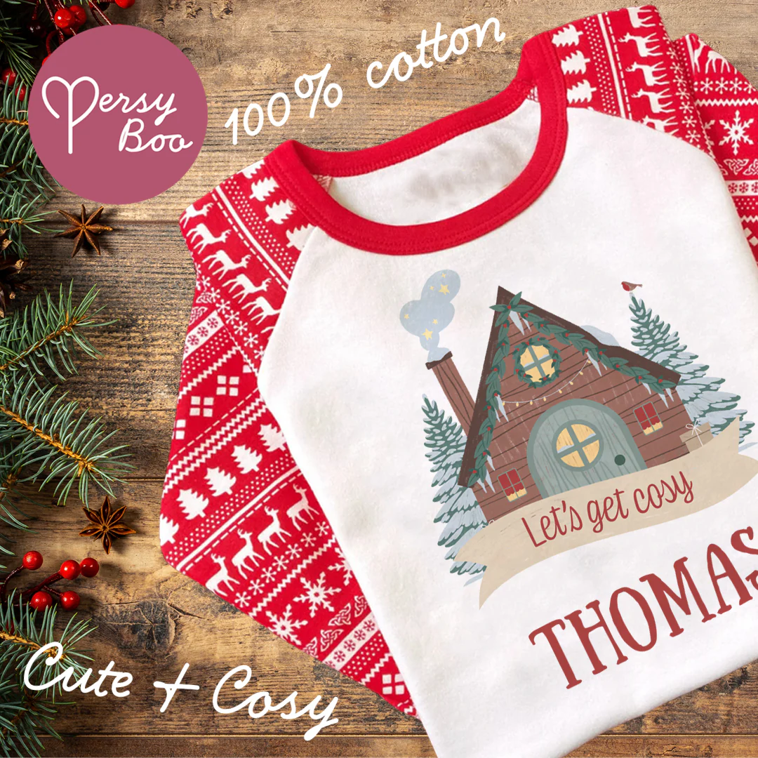Let's Get Cosy - Personalised - Traditional Christmas Pyjamas & Rompers - Image 3