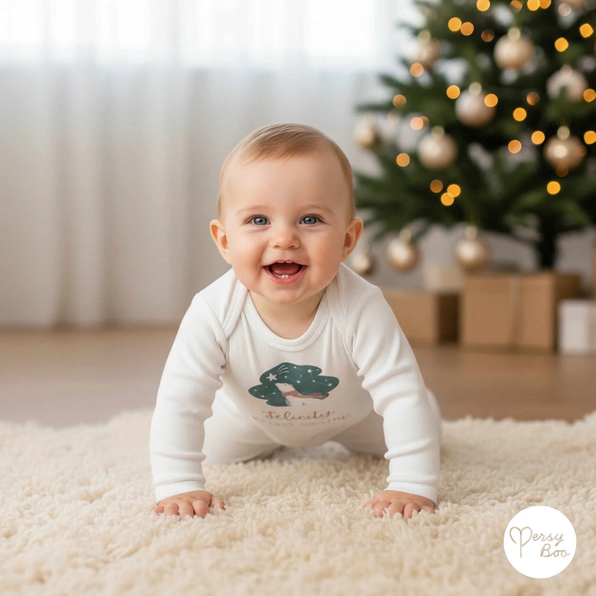 'My First Christmas' Pink Polar Bear Romper - Personalised Baby Grow - Christmas Pyjamas - Image 5