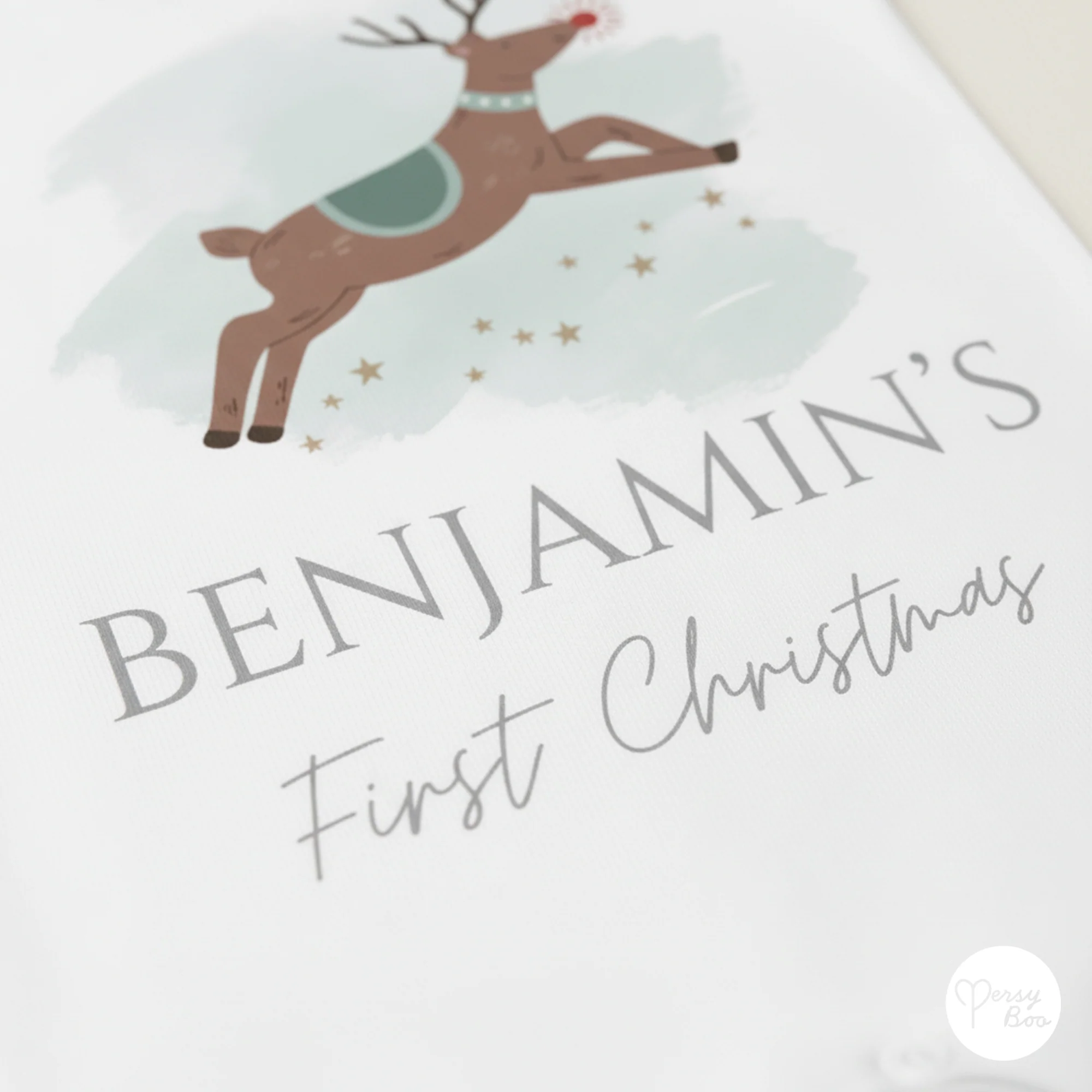 'My First Christmas' Reindeer Romper - Personalised Baby Grow - Christmas Pyjamas - Image 5