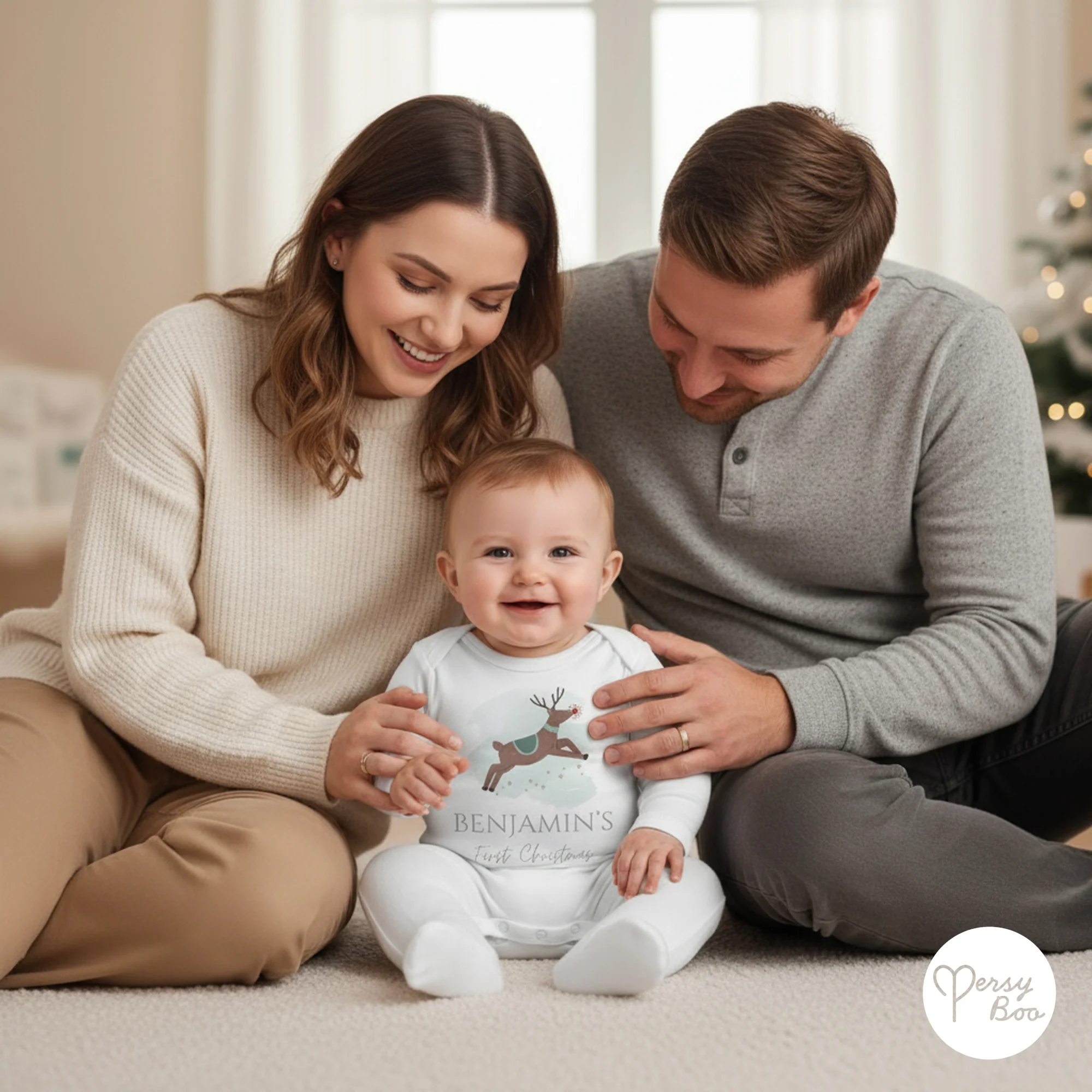 'My First Christmas' Reindeer Romper - Personalised Baby Grow - Christmas Pyjamas - Image 7