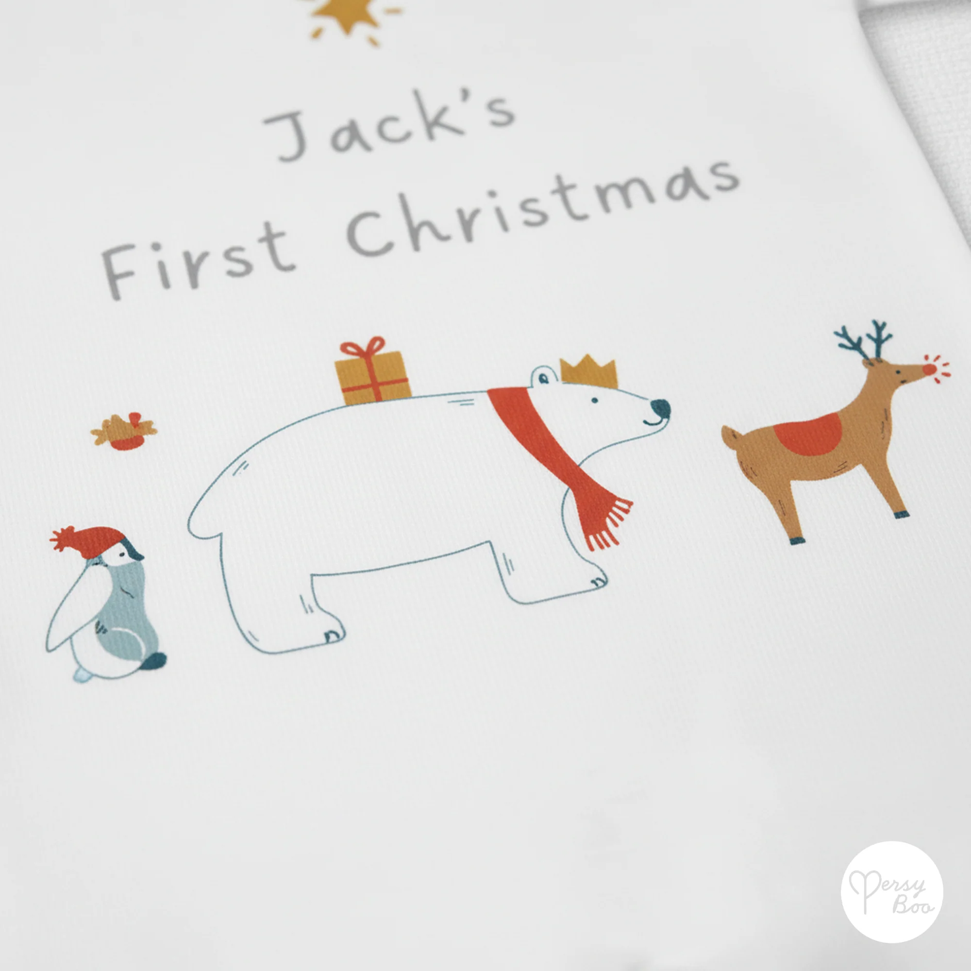 'My First Christmas' Winter Animals Romper - Personalised Baby Grow - Christmas Pyjamas - Image 3