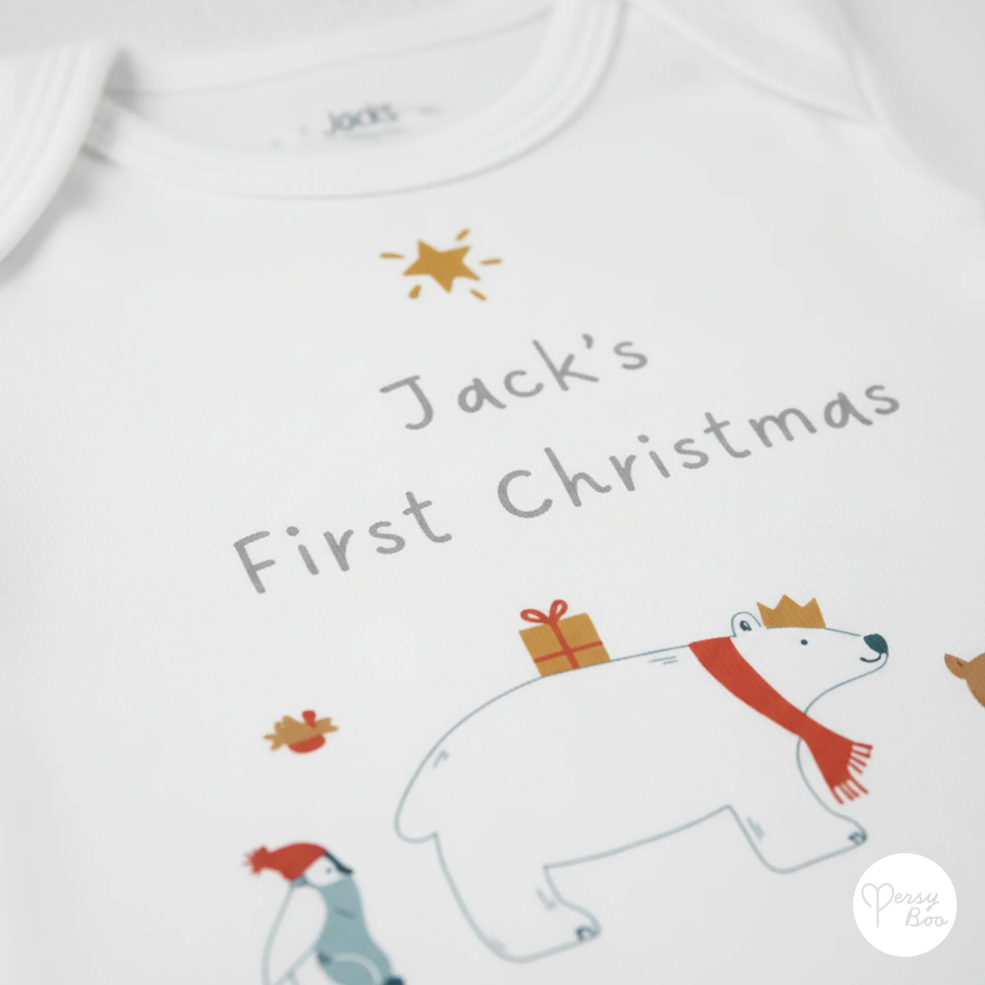 'My First Christmas' Winter Animals Romper - Personalised Baby Grow - Christmas Pyjamas - Image 5