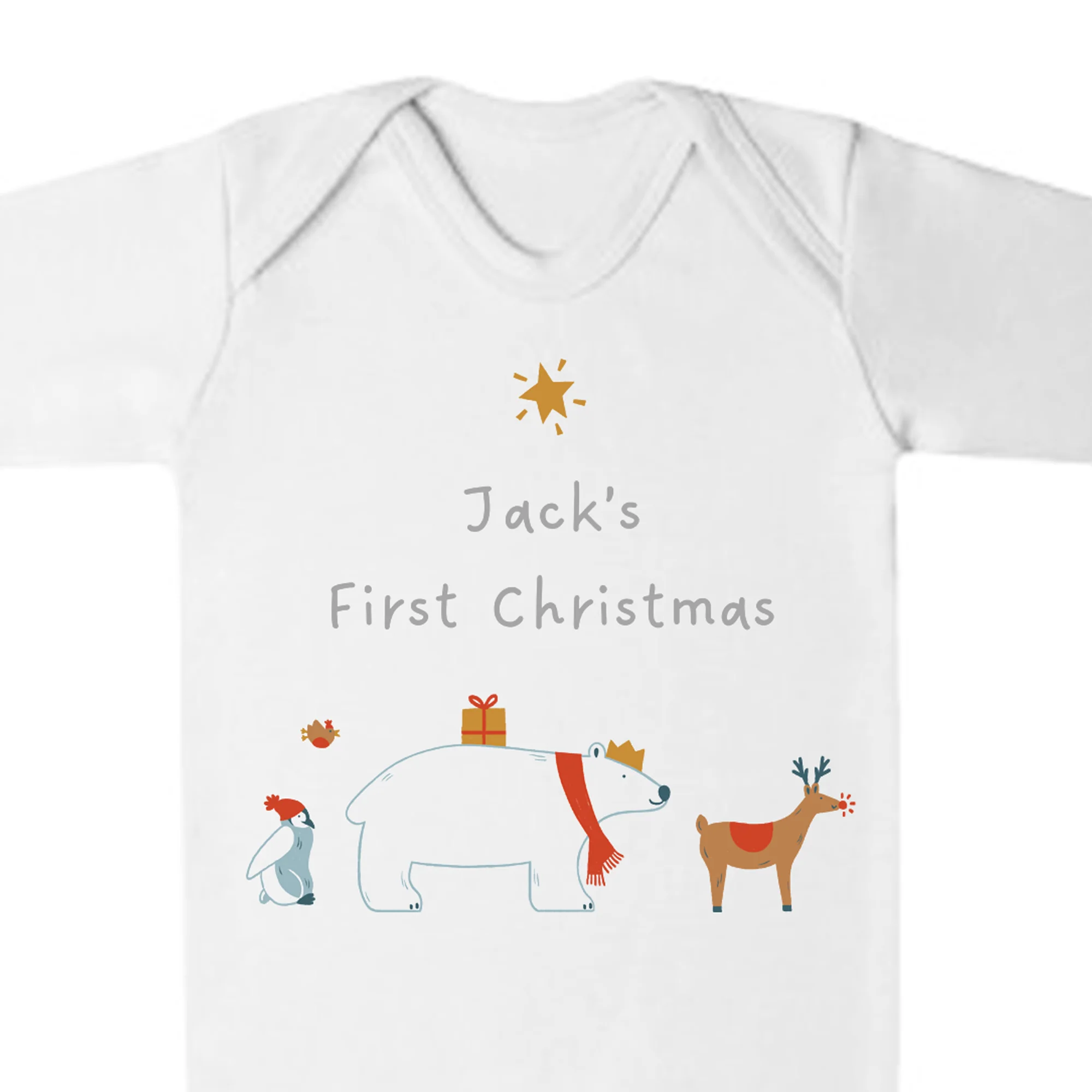'My First Christmas' Winter Animals Romper - Personalised Baby Grow - Christmas Pyjamas - Image 6