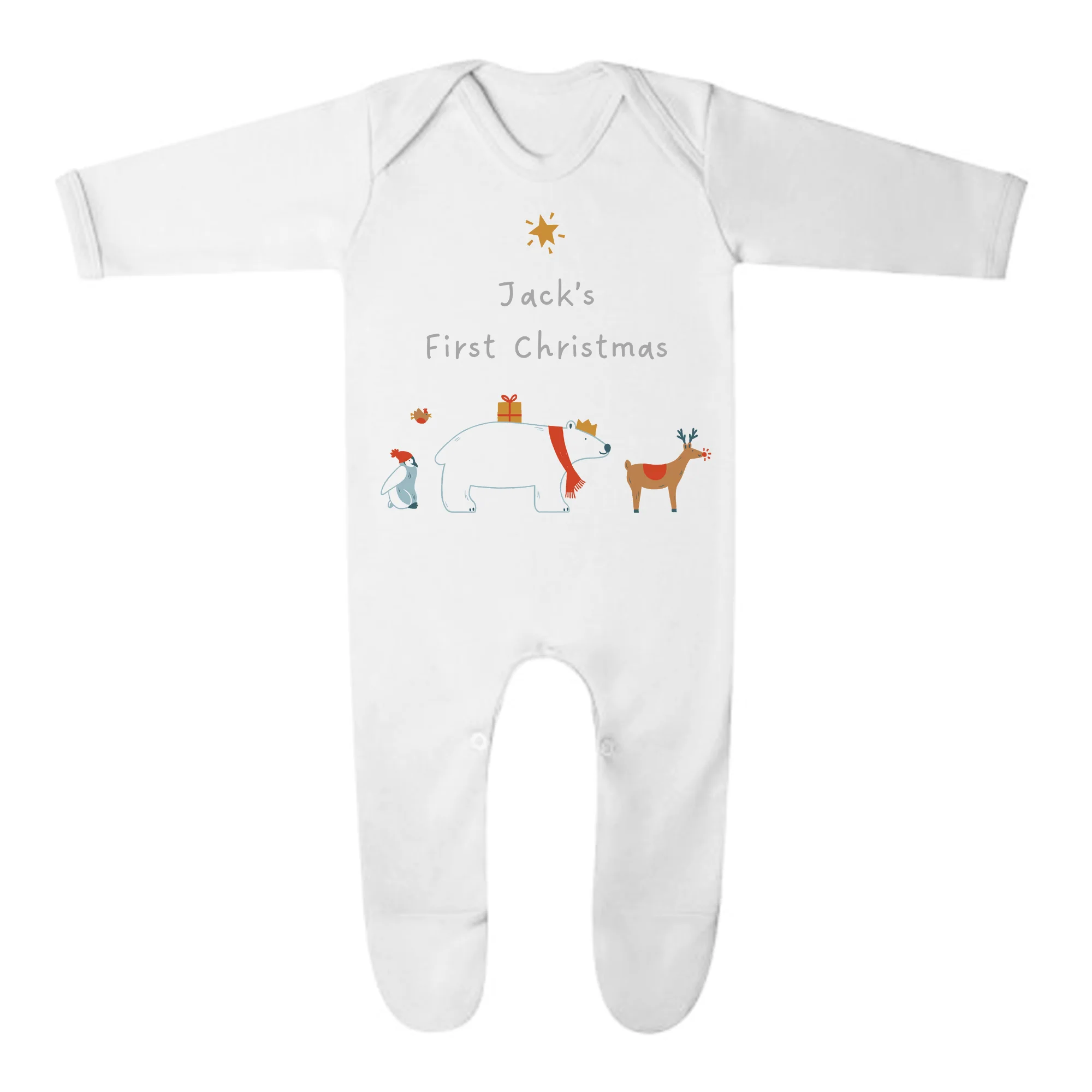 'My First Christmas' Winter Animals Romper - Personalised Baby Grow - Christmas Pyjamas - Image 8