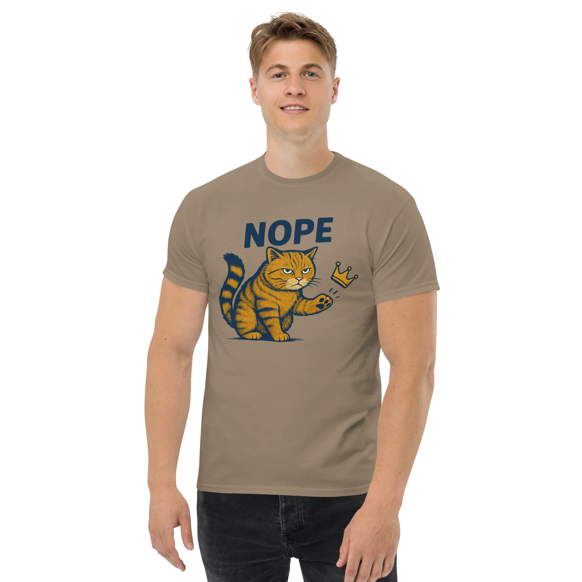 No Kings In America orange Cat Political Meme Patriotic T-shirt front Print - Image 4