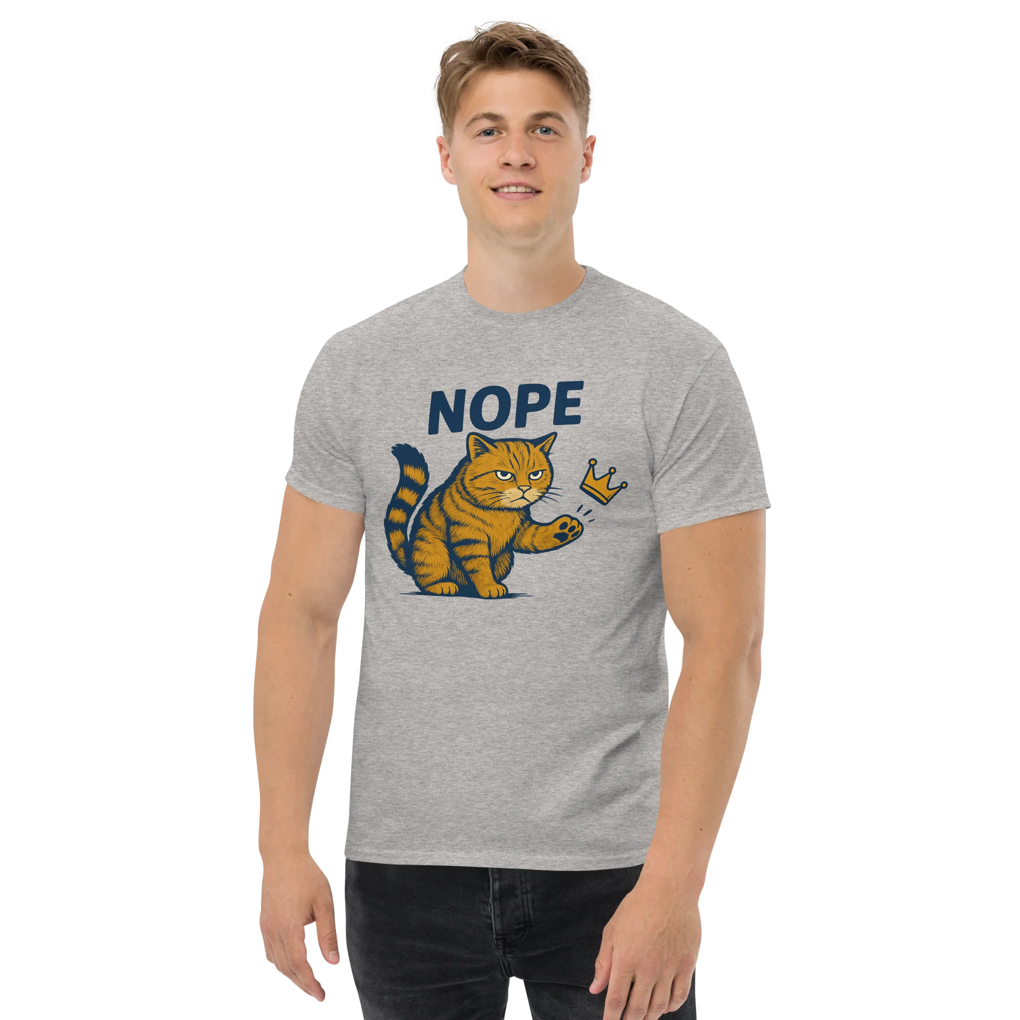 No Kings In America orange Cat Political Meme Patriotic T-shirt front Print - Image 5