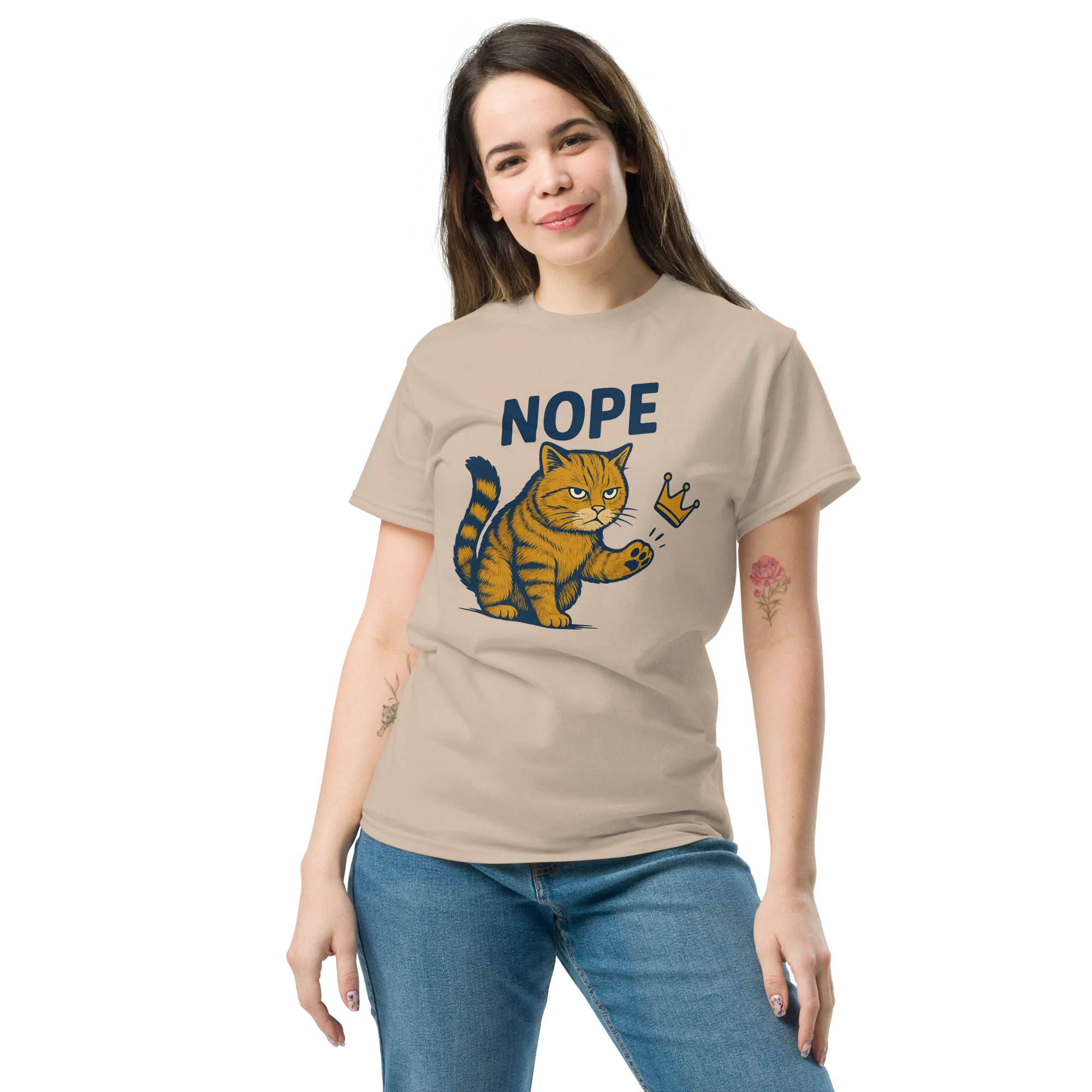 No Kings In America orange Cat Political Meme Patriotic T-shirt front Print - Image 6