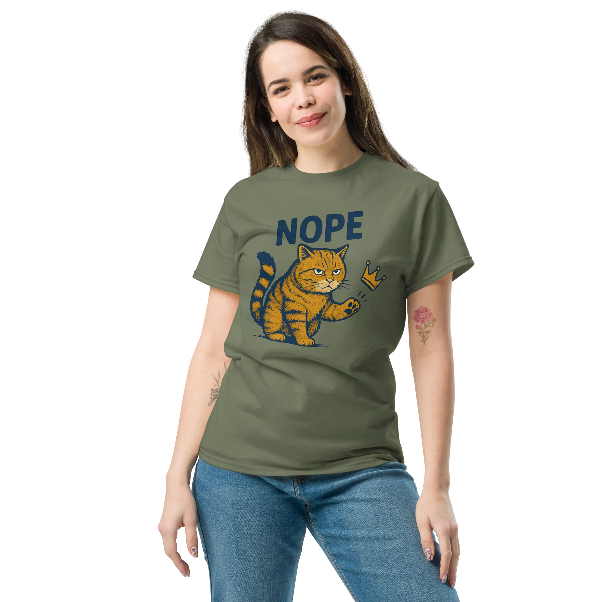No Kings In America orange Cat Political Meme Patriotic T-shirt front Print - Image 8