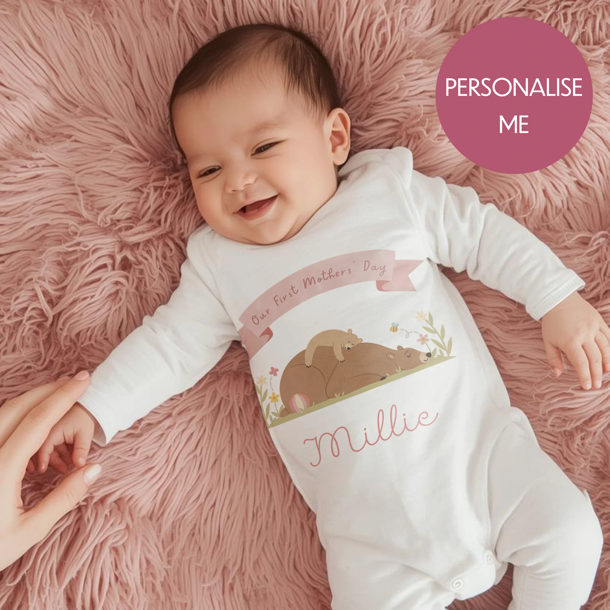 Our First Mothers' Day Personalised Bear Babygrow - My First Custom Romper - Gift for Mummy - Image 4