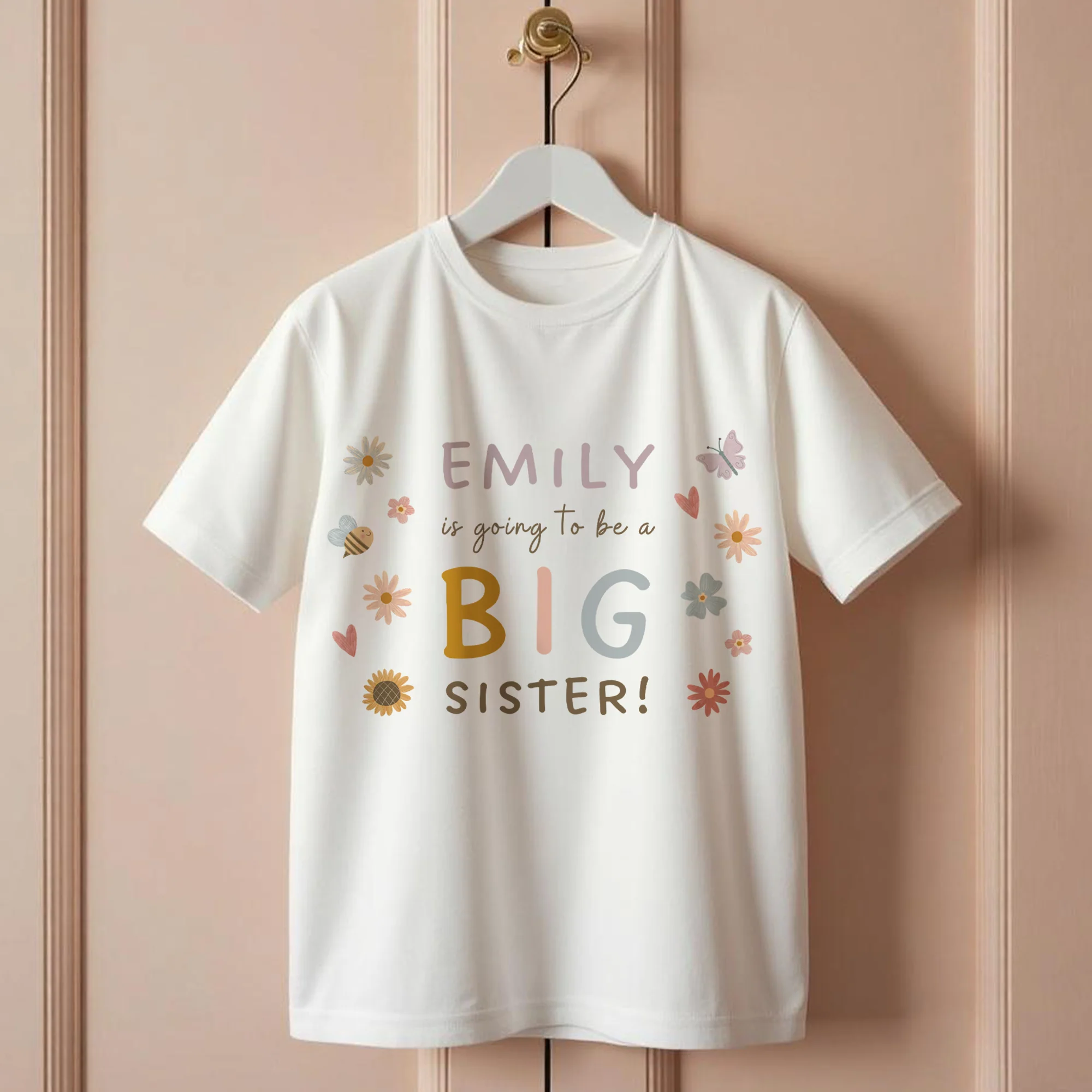 Personalised Big Sister Announcement T-Shirt - Pregnancy Reveal Top for Girls - Image 2