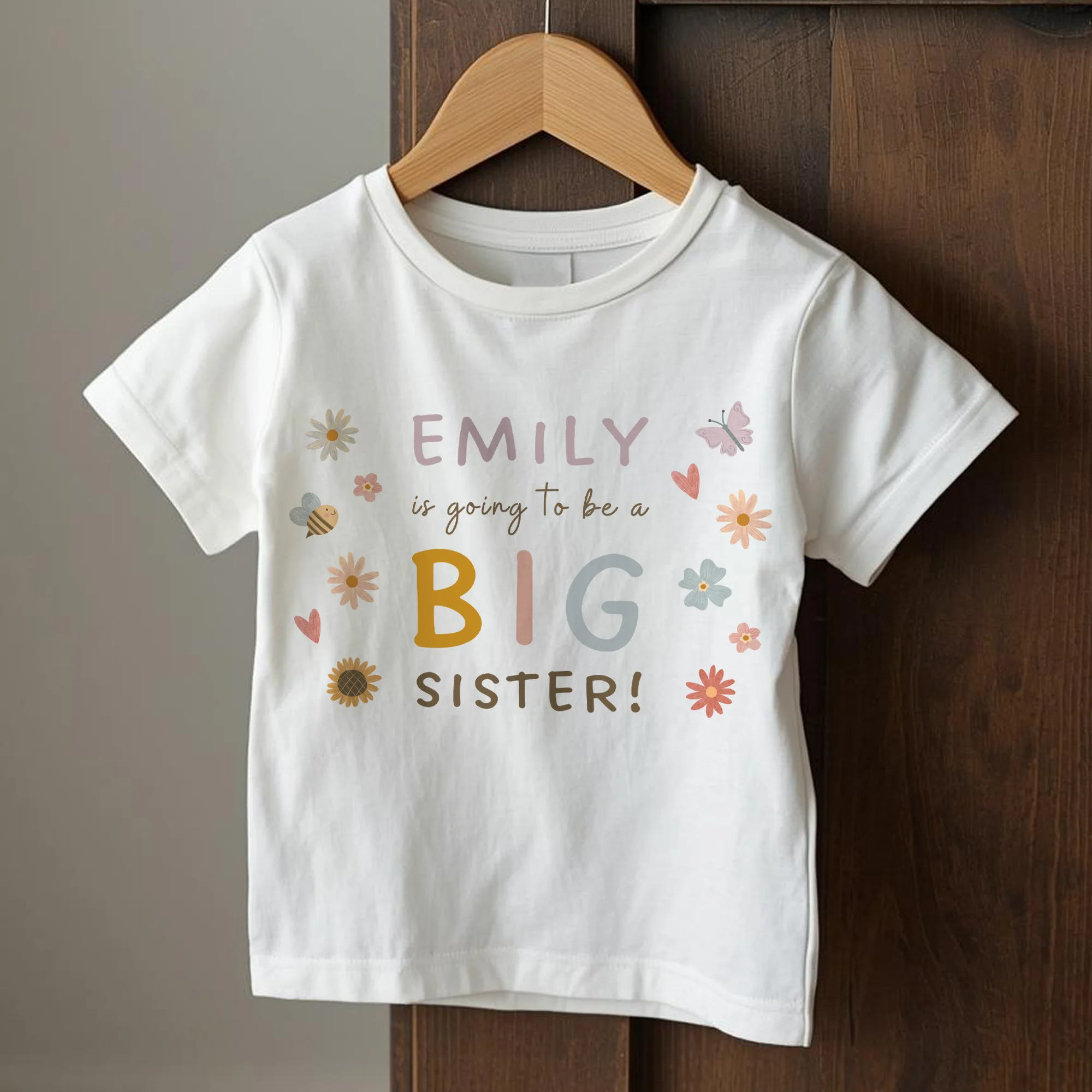 Personalised Big Sister Announcement T-Shirt - Pregnancy Reveal Top for Girls - Image 3