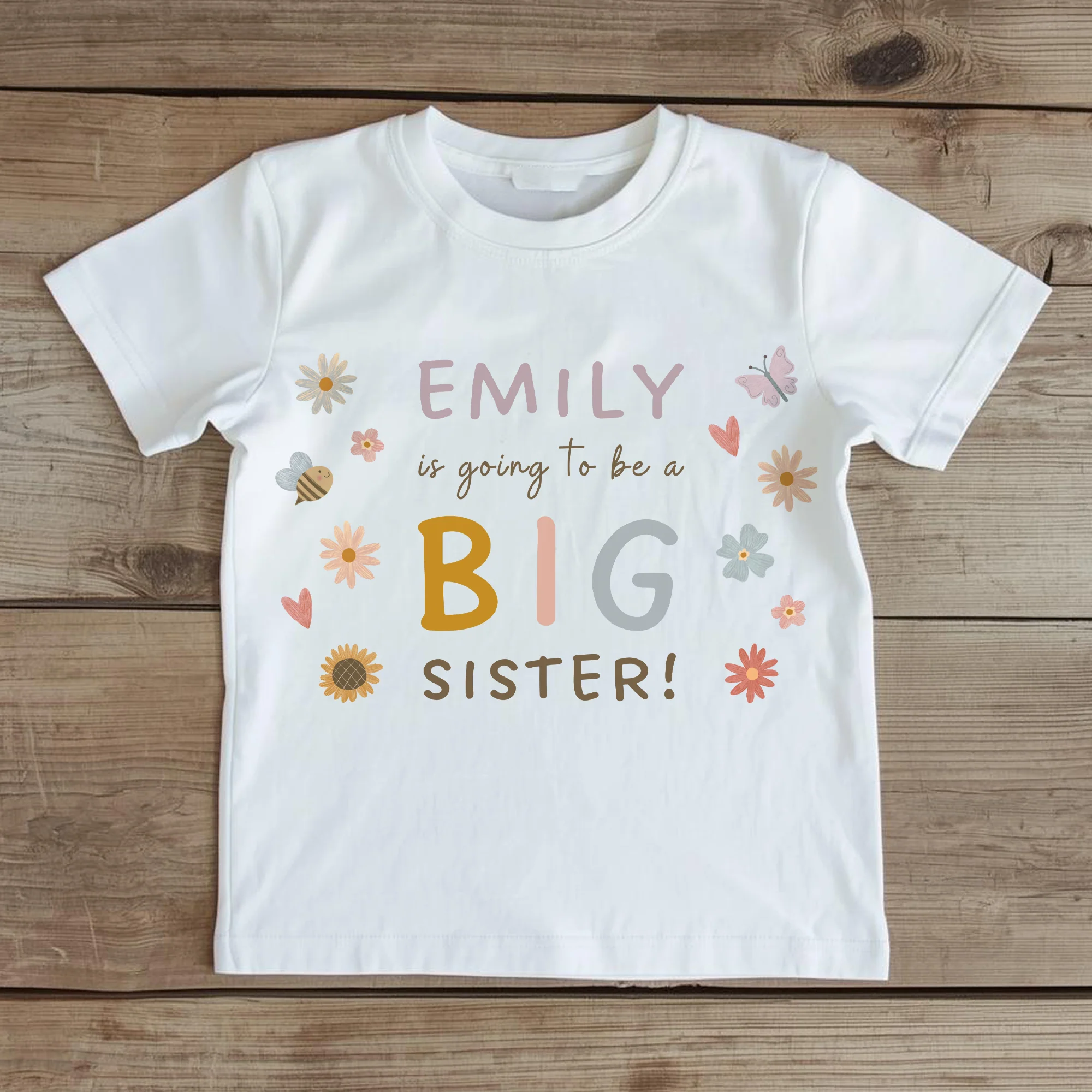 Personalised Big Sister Announcement T-Shirt - Pregnancy Reveal Top for Girls - Image 4
