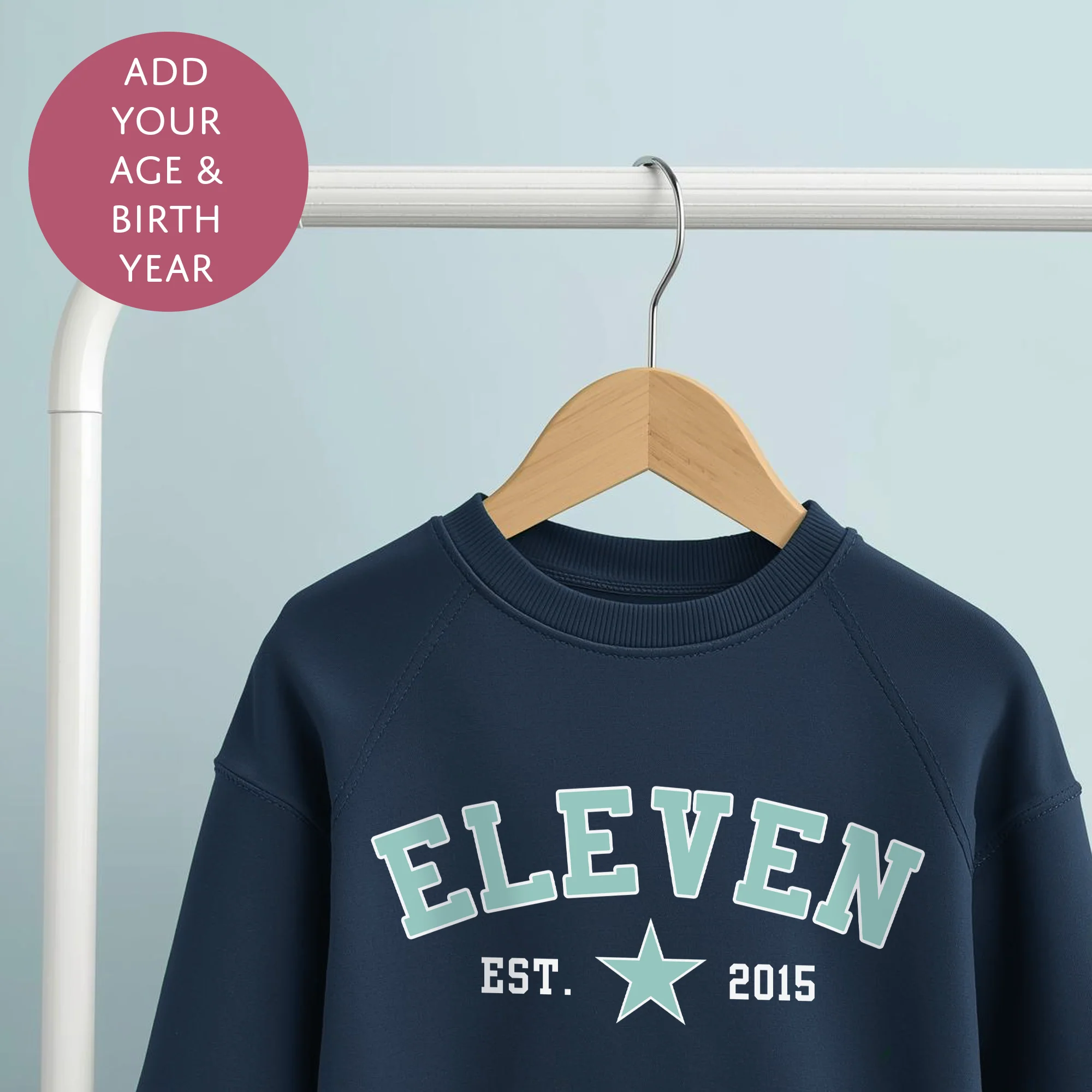 Personalised Birthday Boy Star Sweater - Birth Year College Style Custom Age Jumper - Image 2
