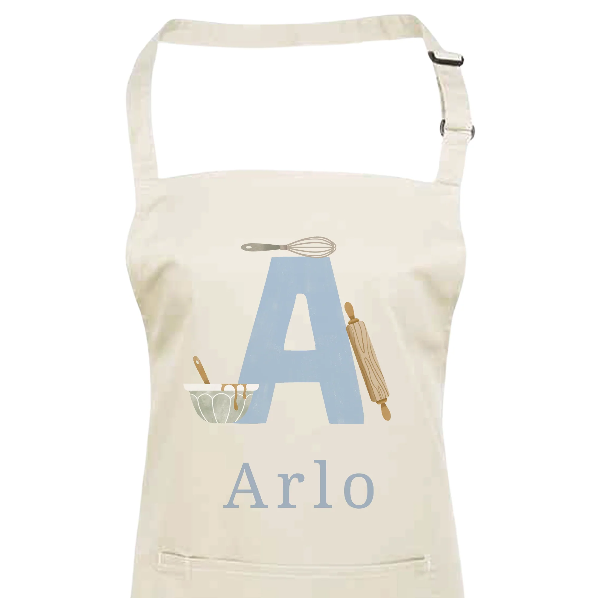 Personalised Blue Initials Apron - Adults and Kids Baking and Cooking Apron Gift - Image 2