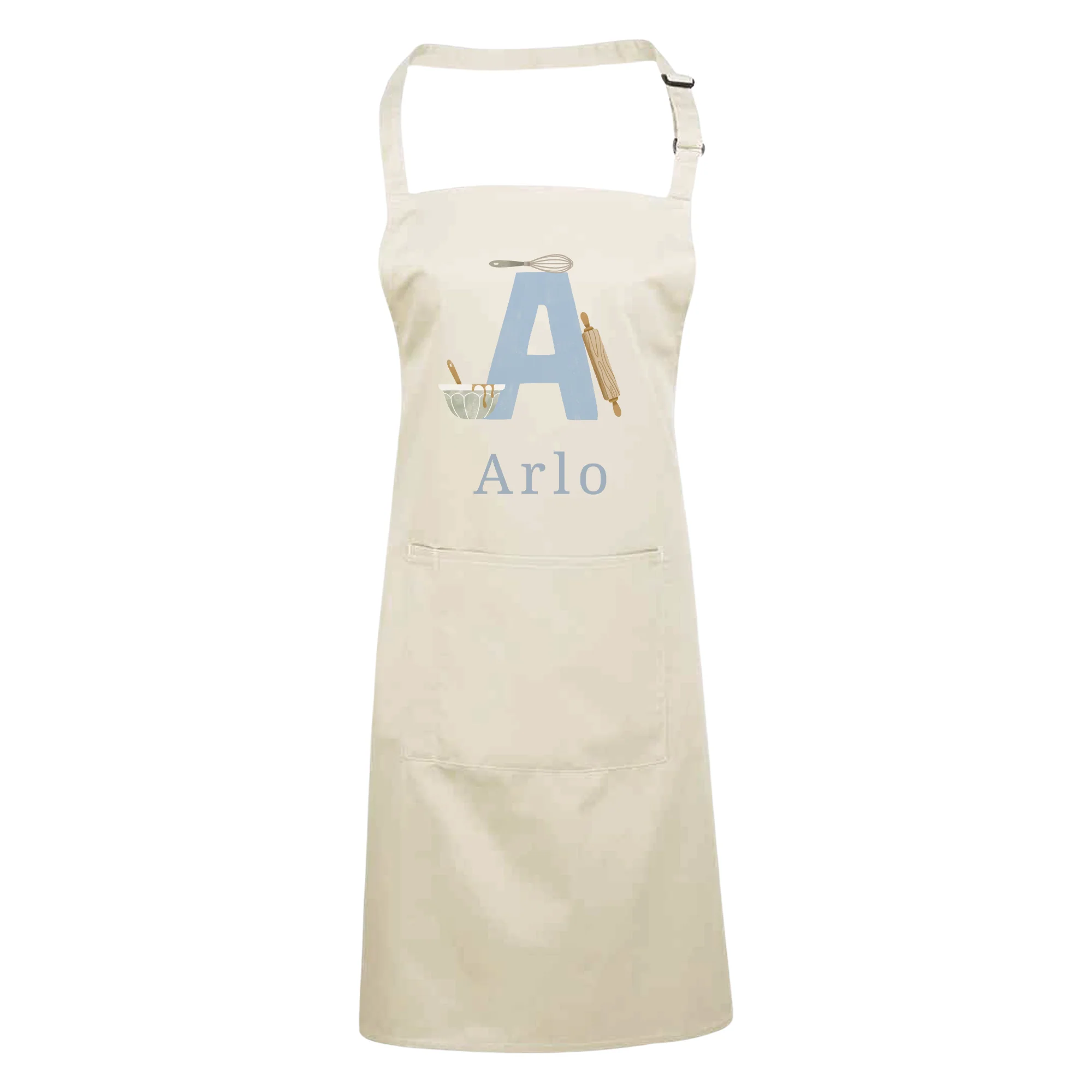 Personalised Blue Initials Apron - Adults and Kids Baking and Cooking Apron Gift - Image 5