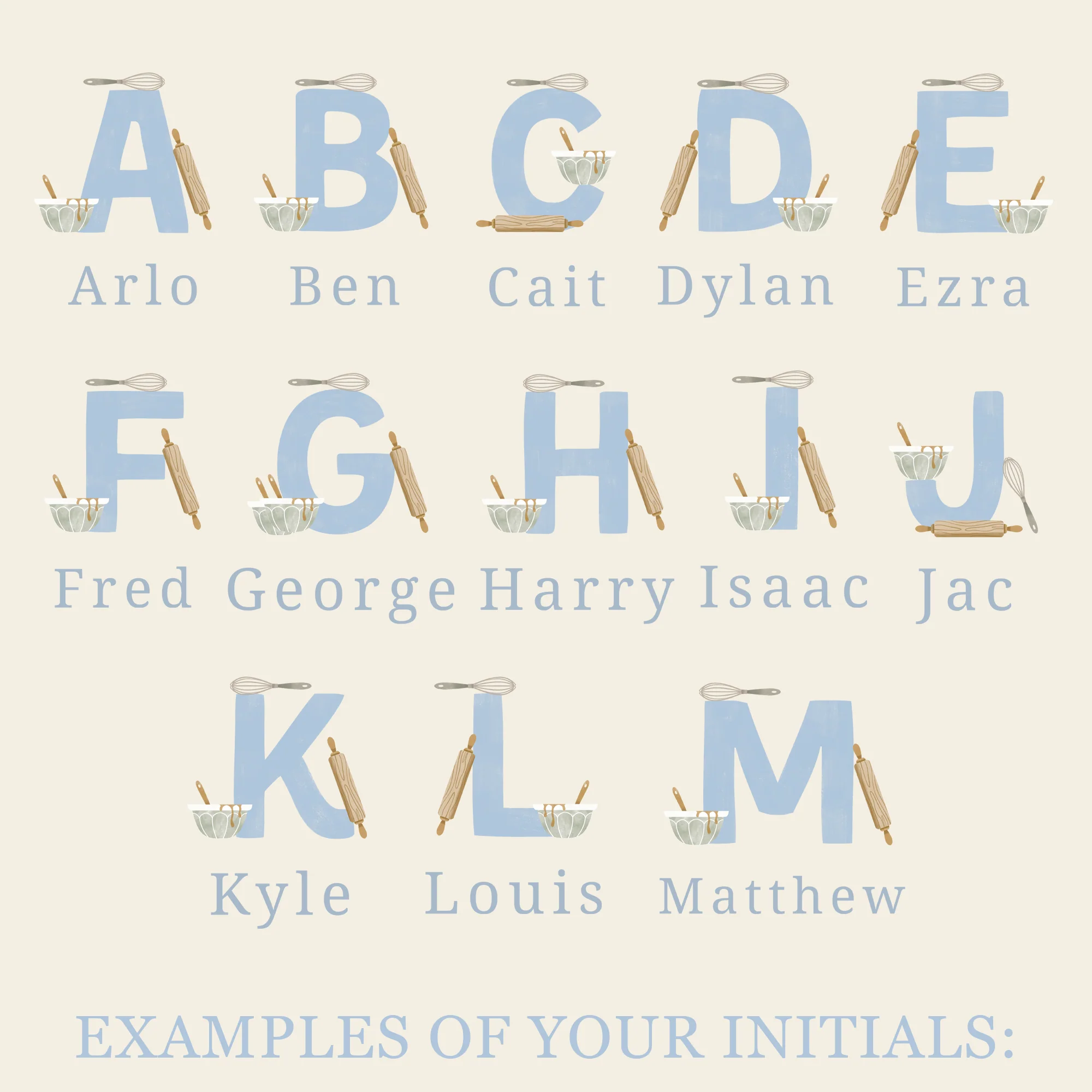 Personalised Blue Initials Apron - Adults and Kids Baking and Cooking Apron Gift - Image 6