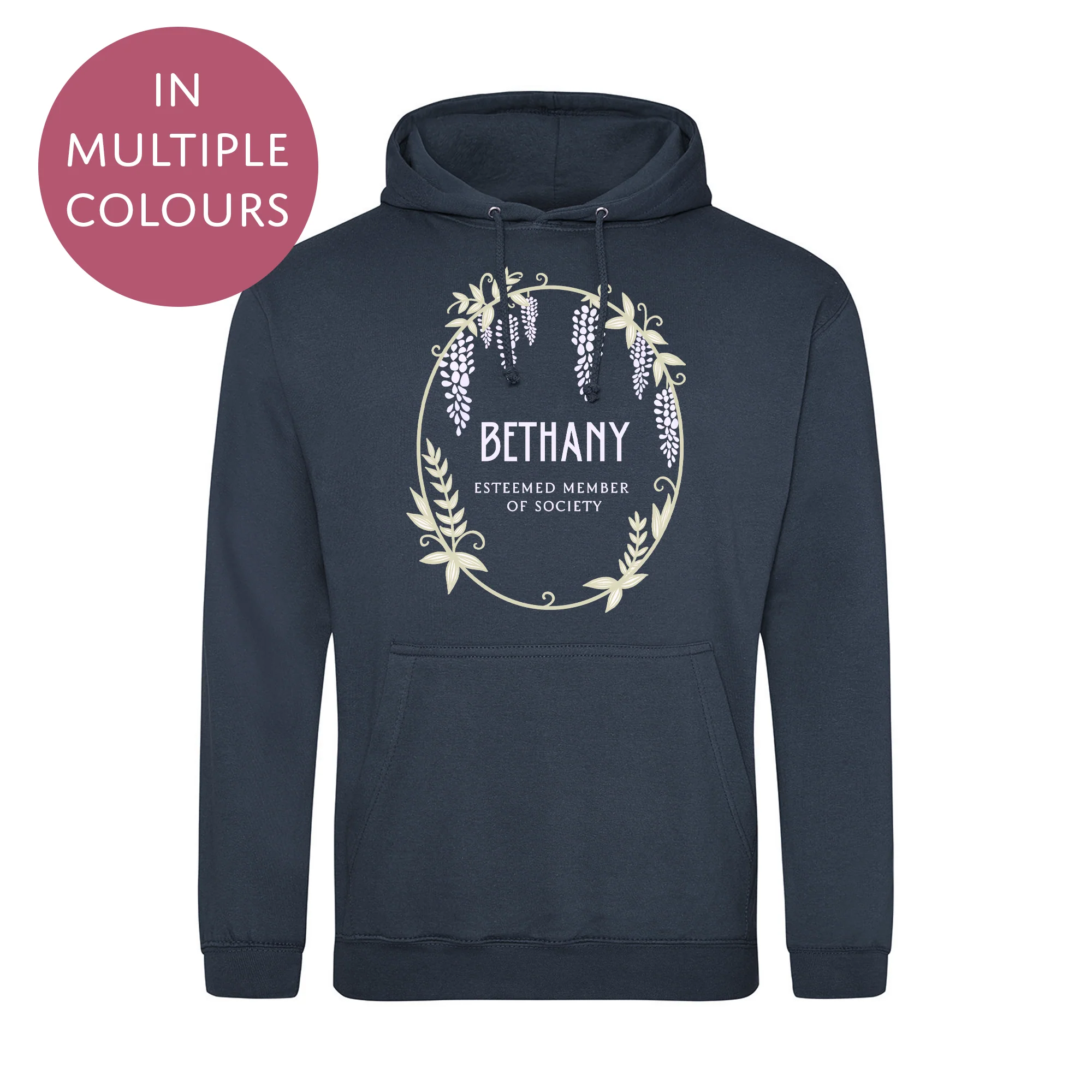Personalised Bridgerton Inspired Hoodie / Sweatshirt - Wisteria Wreath Jumper for Adults - Mutliple Colours - Image 2