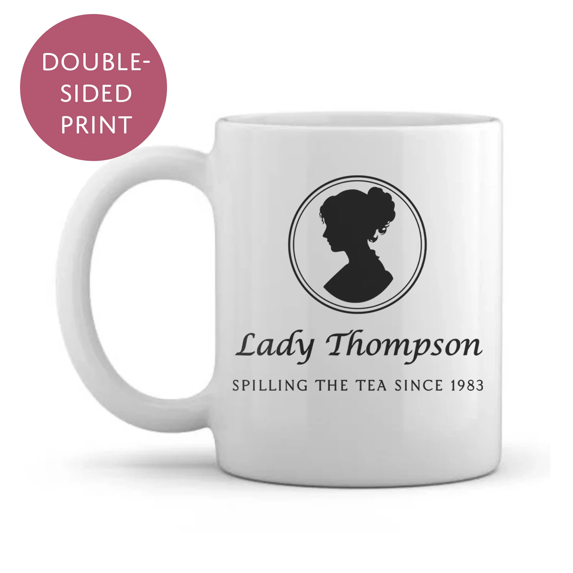 Personalised Bridgerton Inspired Mug - Spilling the Tea Custom Birth Year Cup for Adults - Image 2