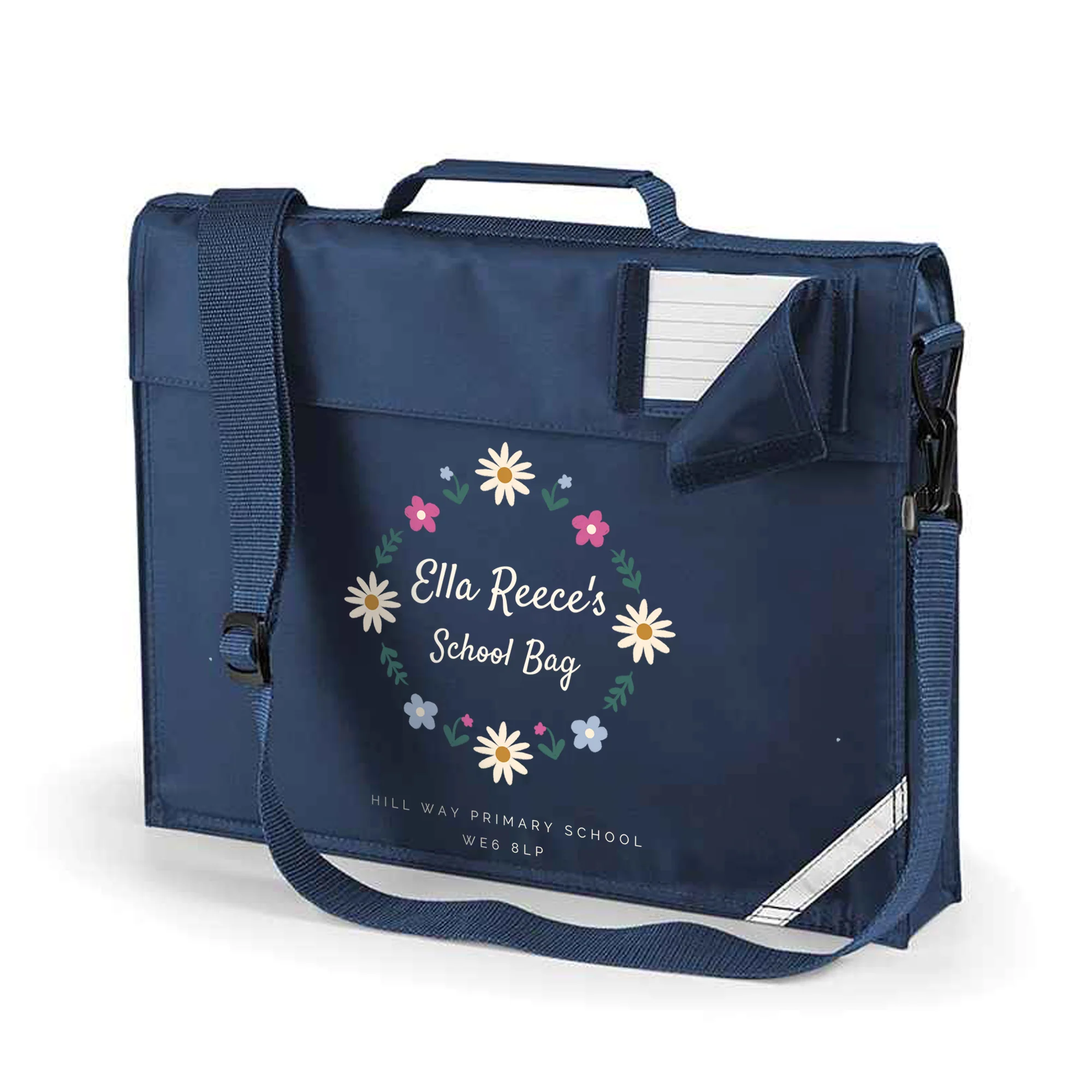 Personalised Children's Book Bag Flowery Wreath Design