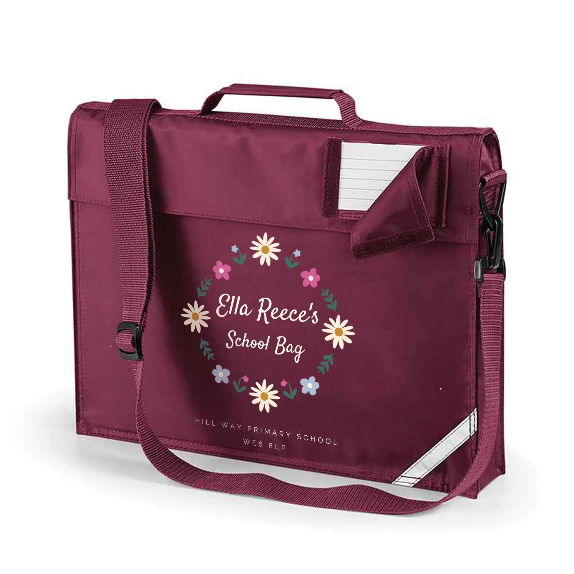 Personalised Children's Book Bag Flowery Wreath Design - Image 3