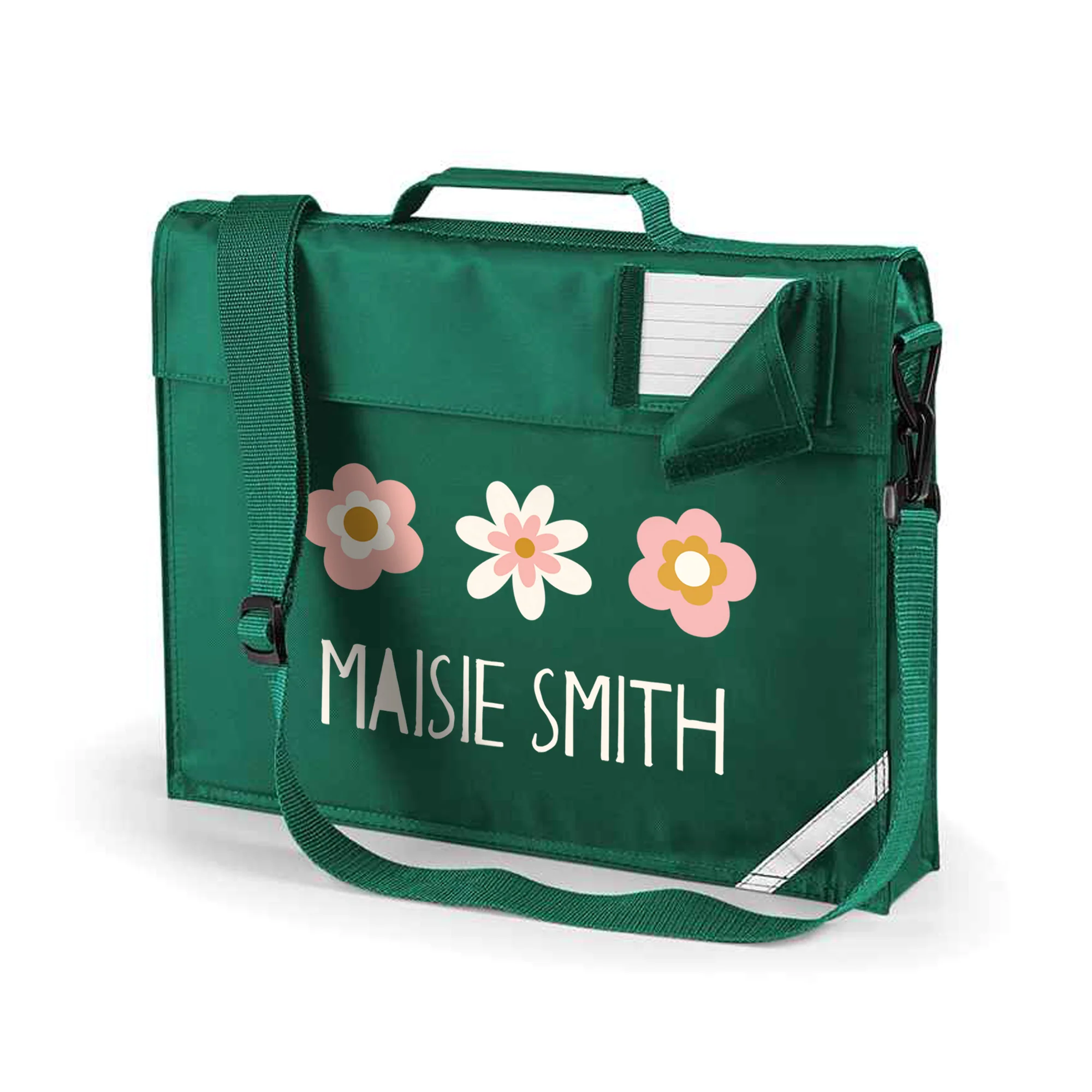 Personalised Children's Book Bag Flowers Design