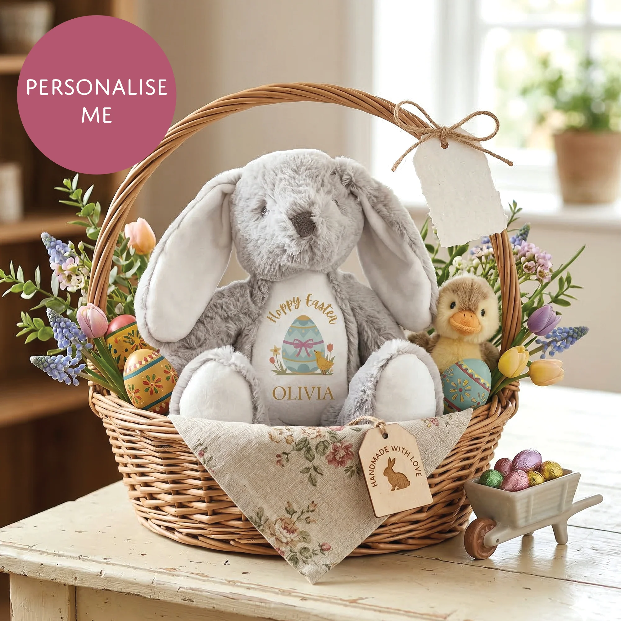 Personalised Easter Bunny Teddy - Hoppy Easter Plush Toy For Kids - Add Your Name Religious Gift - Image 3