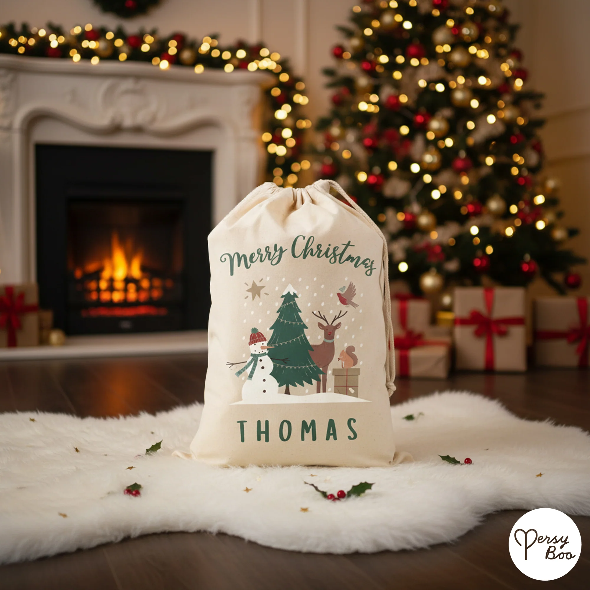 Personalised Christmas Festive Forest Gift Sack - Image 2