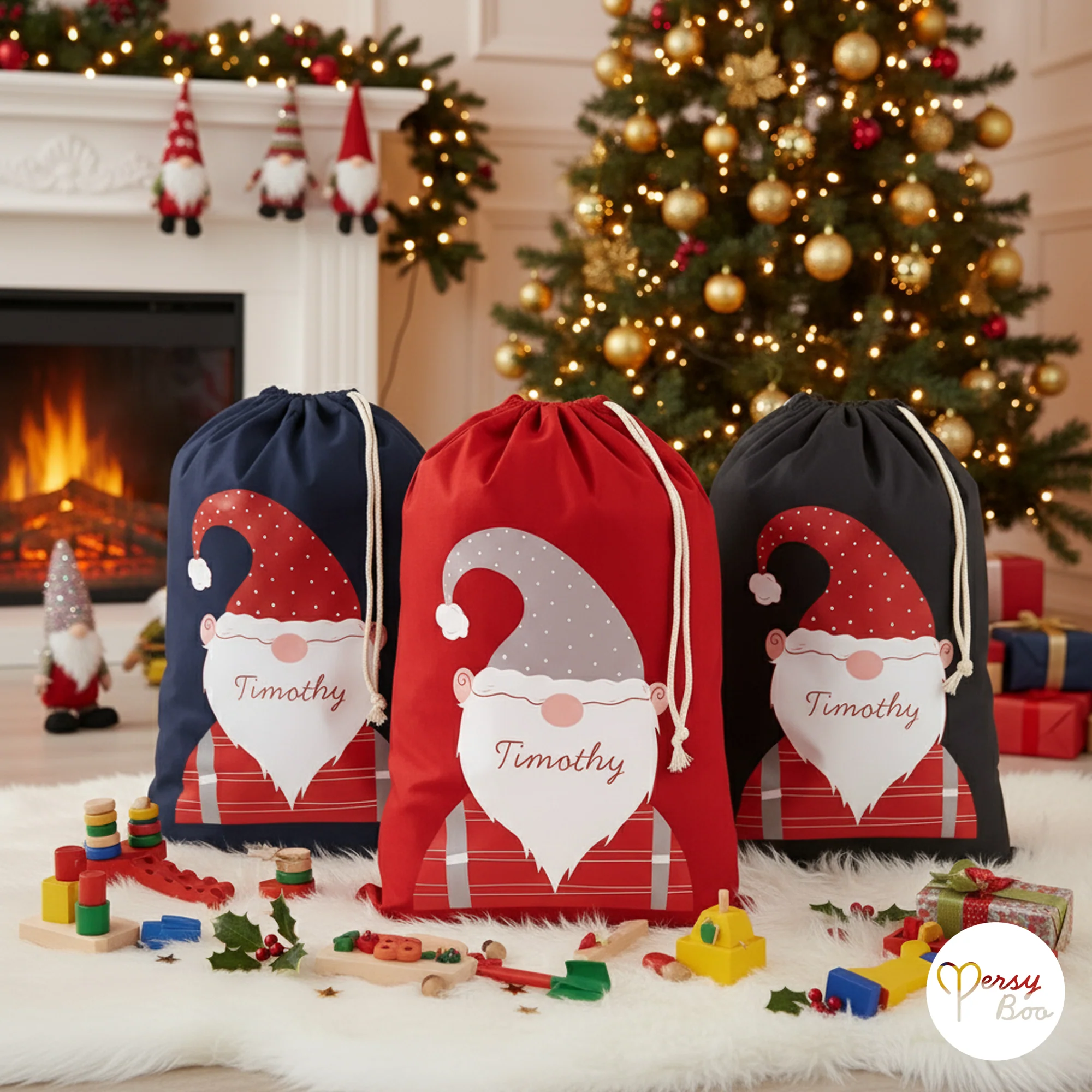 Personalised Christmas Gnome Santa Sack - Image 2