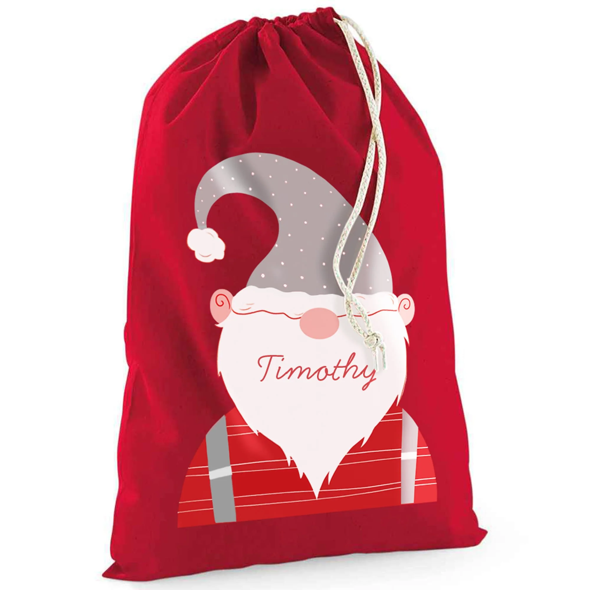Personalised Christmas Gnome Santa Sack - Image 3