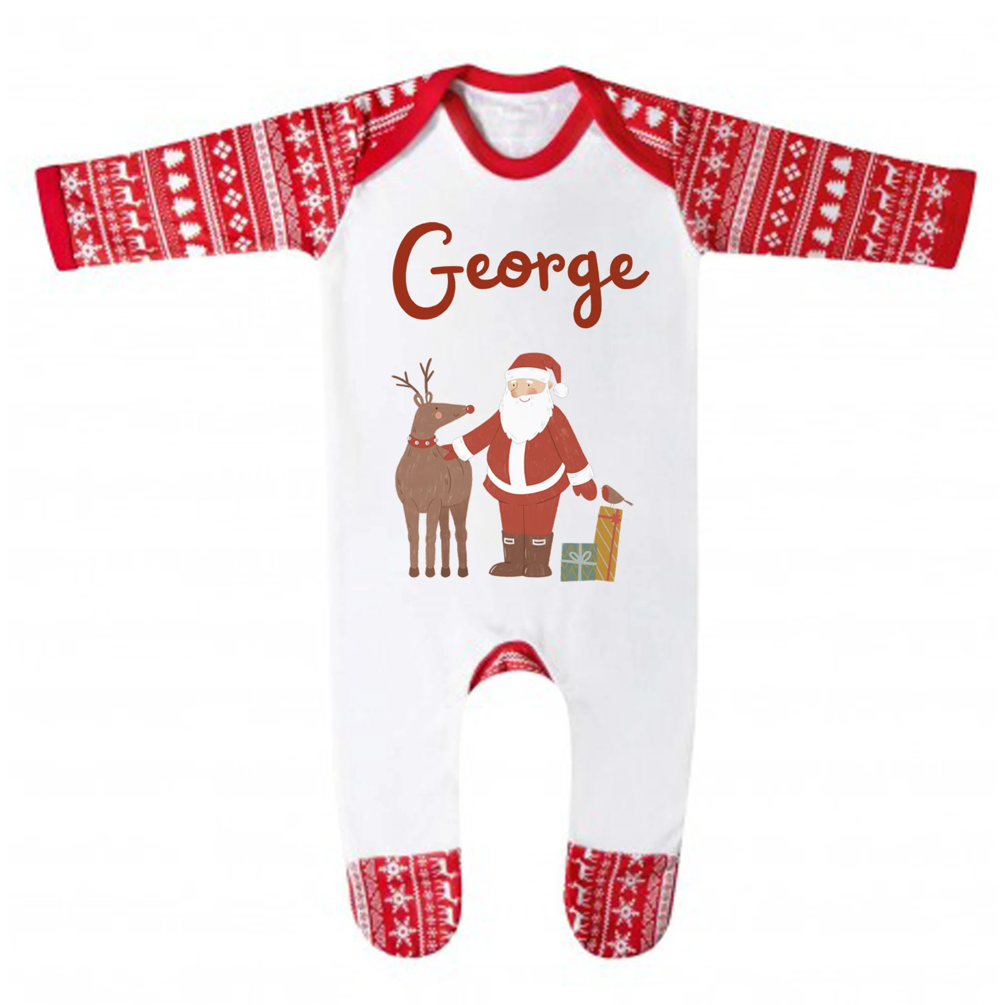 Personalised Christmas Santa and Rudolph Pyjamas - Kids and Adults - Unisex PJ Set - Image 3