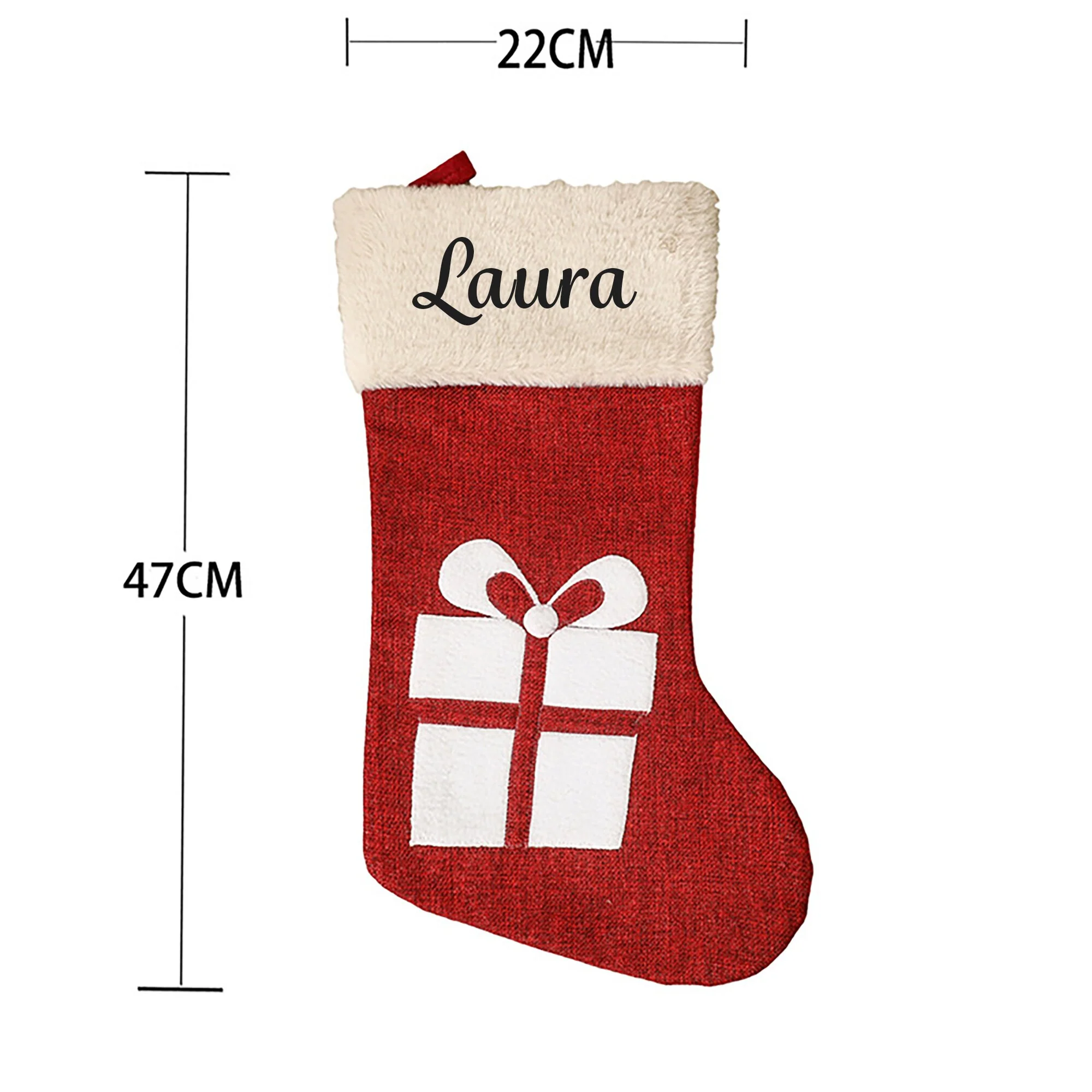 Personalised Christmas Stocking | Santa Reindeer Snowman Red white Stockings Hang Fireplace Xmas Decorations Family Kids Set - Image 2
