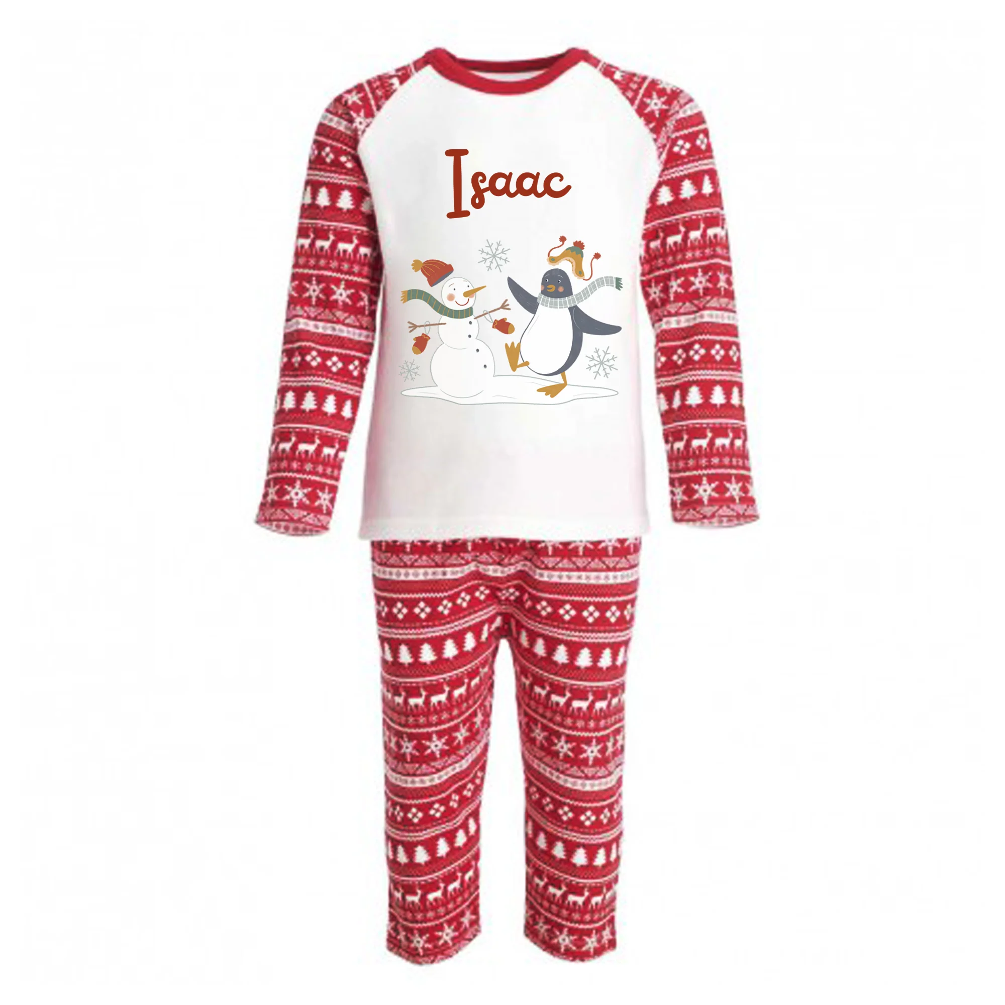 Personalised Christmas Winter Friends Pyjamas - Kids and Adults - Unisex PJ Set - Image 2