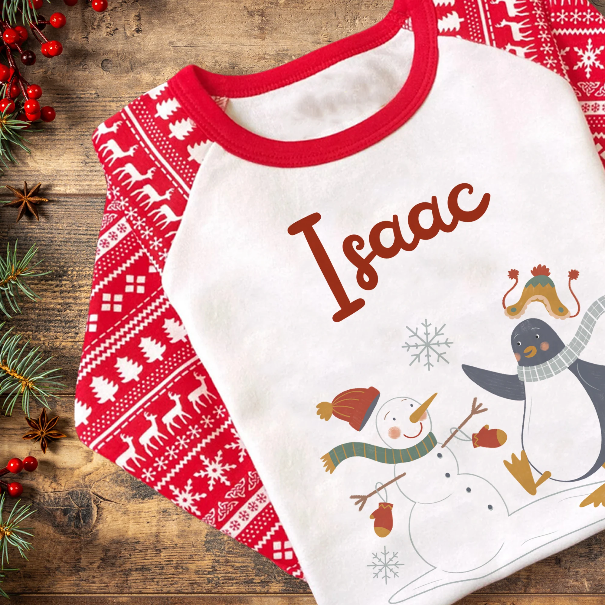 Personalised Christmas Winter Friends Pyjamas - Kids and Adults - Unisex PJ Set - Image 3