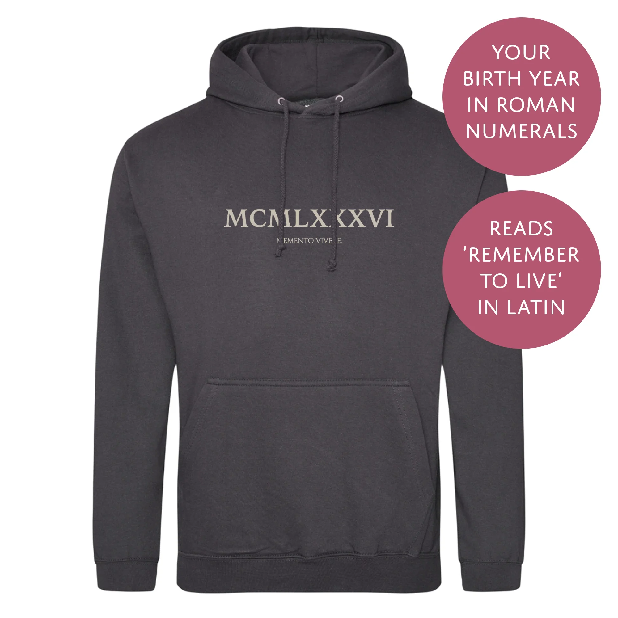 Personalised Couples Hoodie - Birth Year Roman Numerals Jumper - Matching His and Hers - Image 2