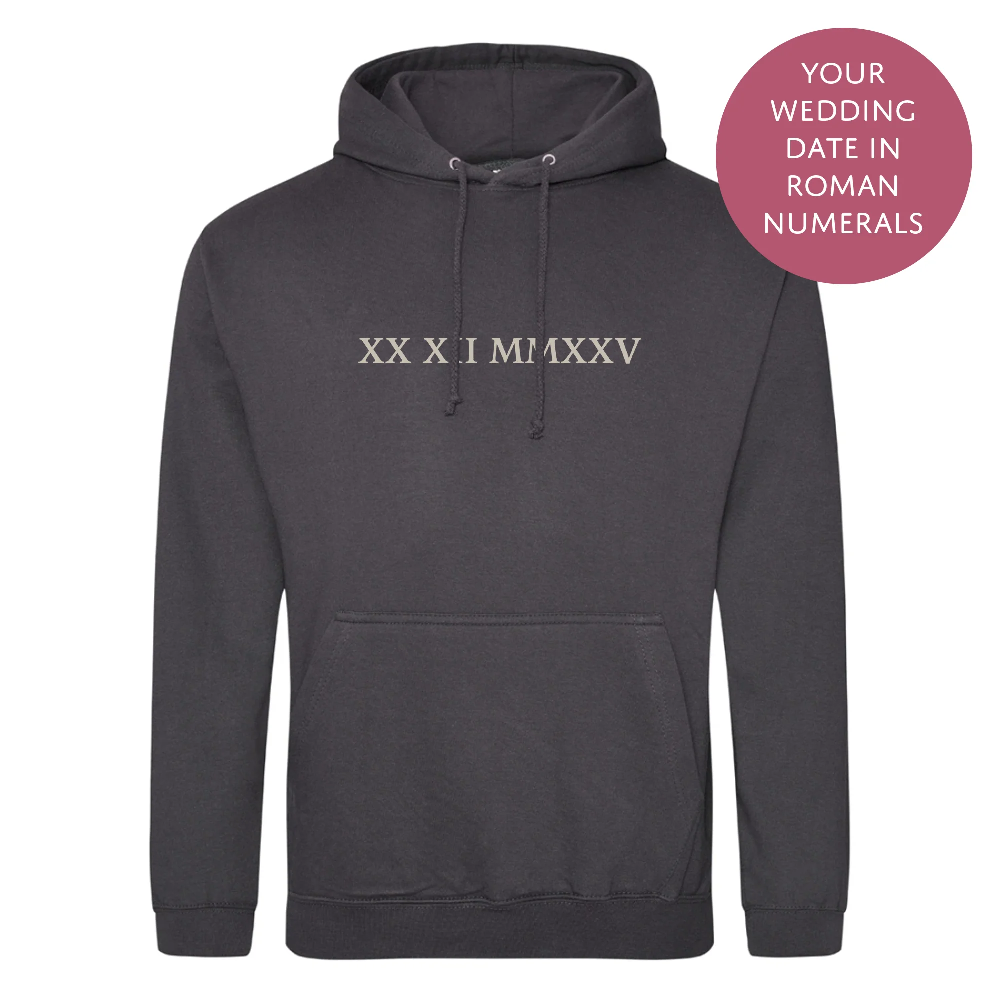Personalised Couples Hoodie - Wedding Date Roman Numerals Jumper - Matching His and Hers - Image 3