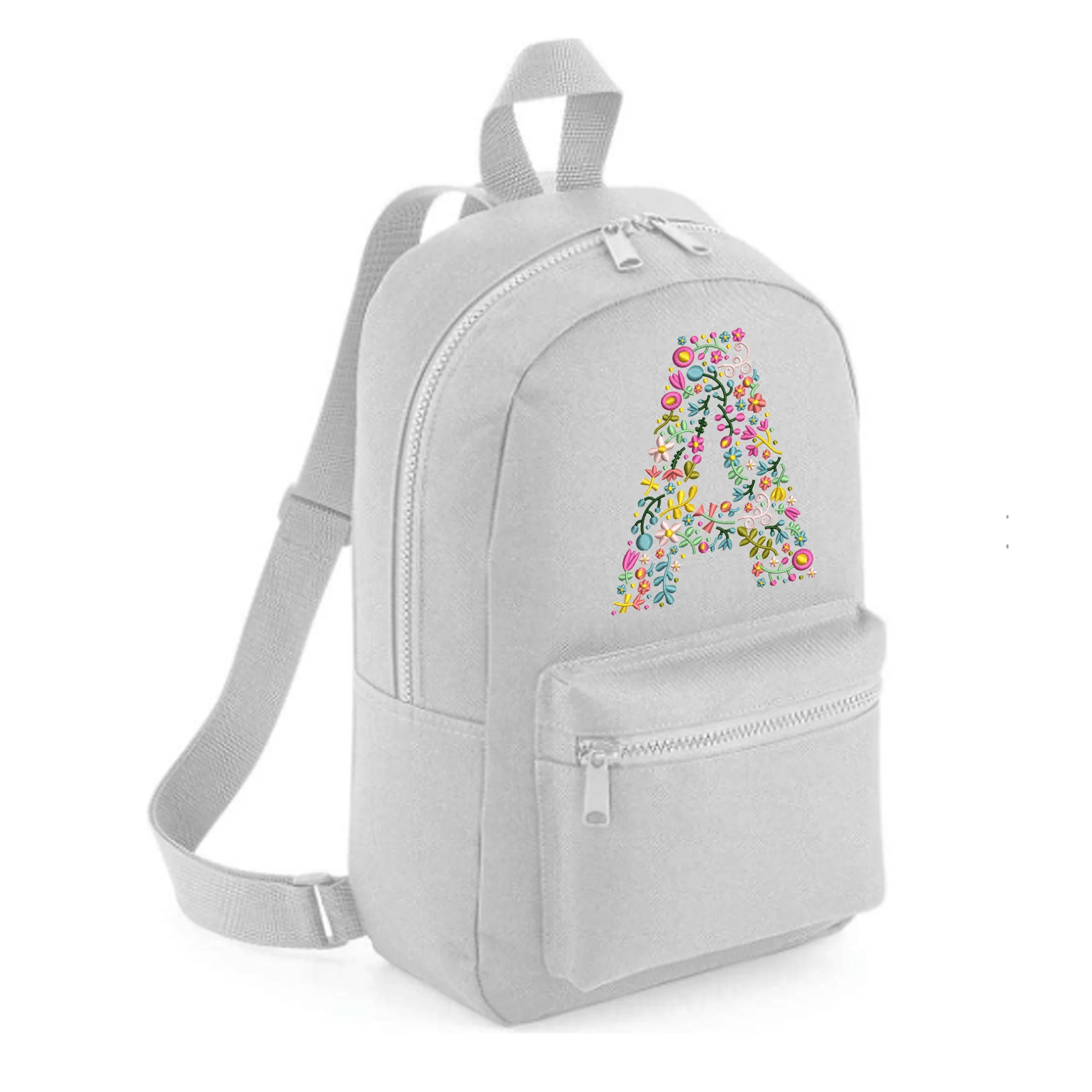 Personalised Embroidered Initial Small 7L Kids Backpack - Floral Design - Image 2