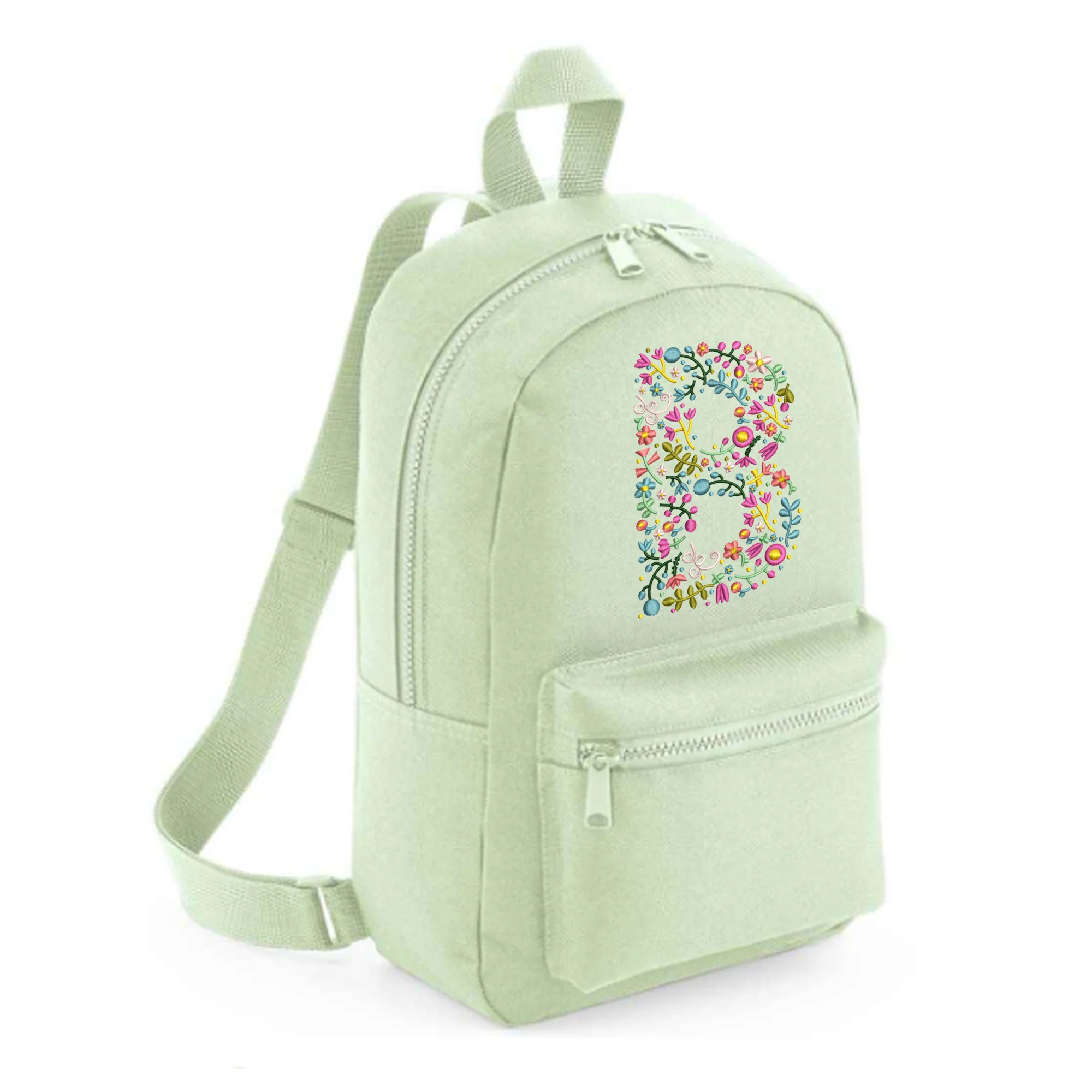 Personalised Embroidered Initial Small 7L Kids Backpack - Floral Design - Image 3