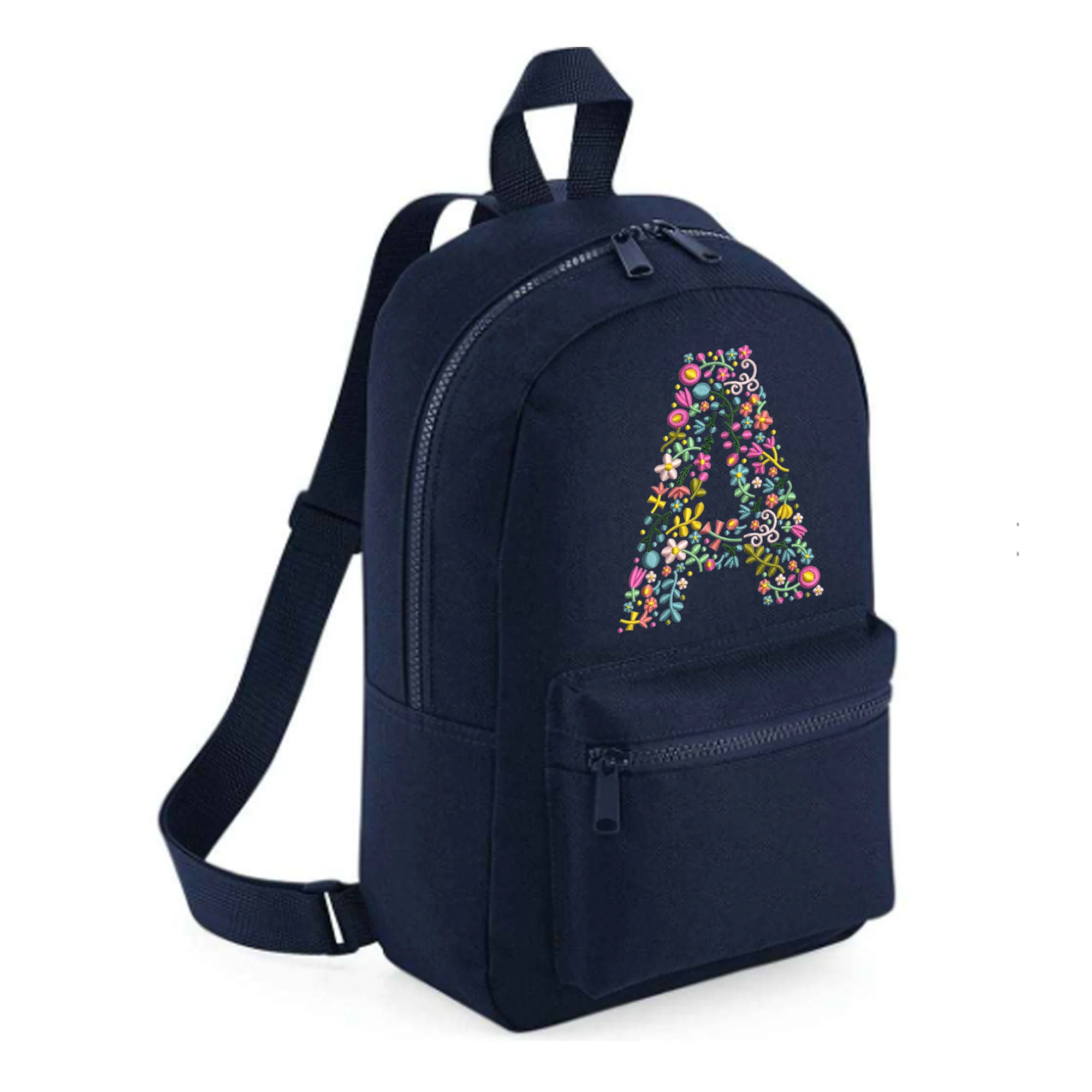 Personalised Embroidered Initial Small 7L Kids Backpack - Floral Design - Image 4