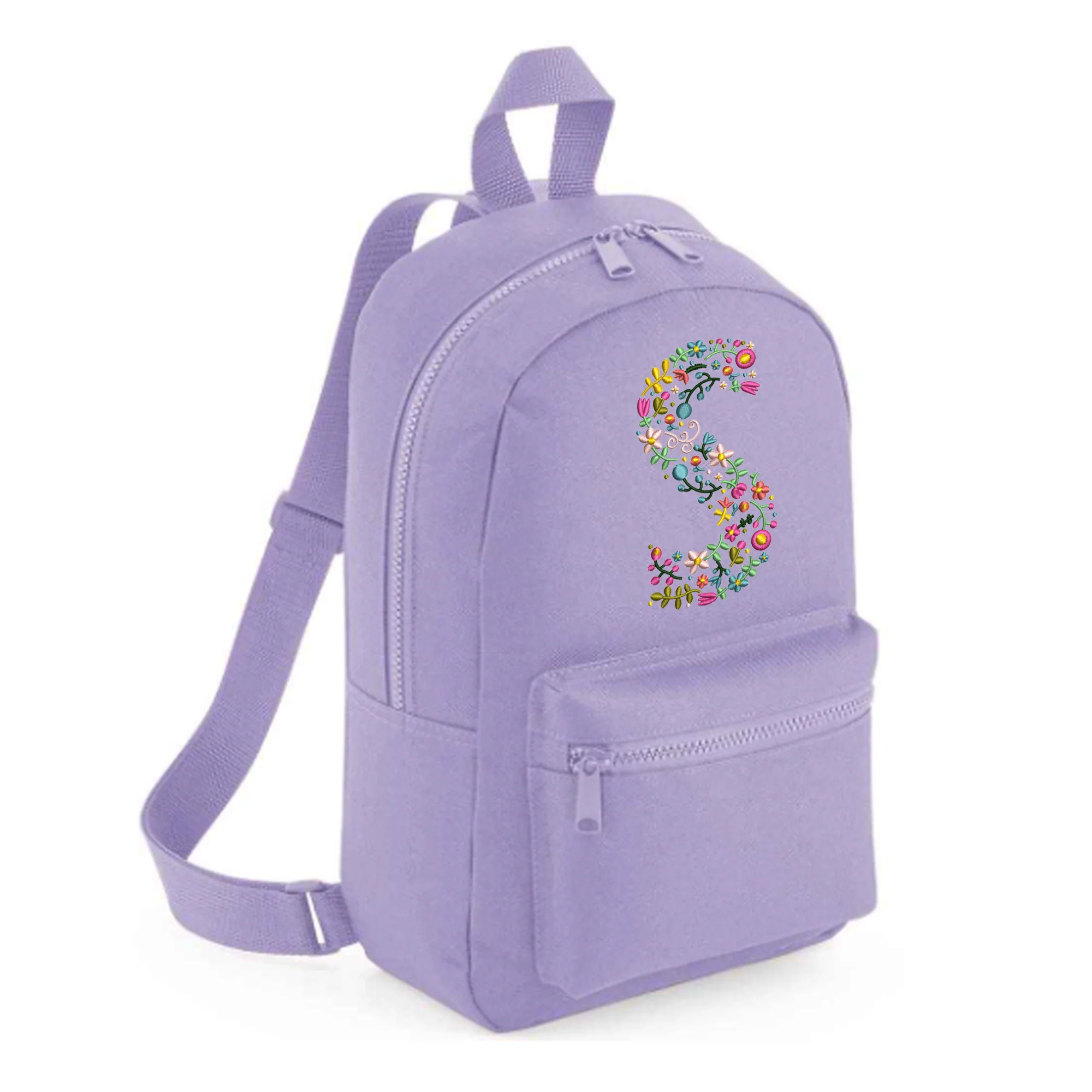 Personalised Embroidered Initial Small 7L Kids Backpack - Floral Design - Image 6