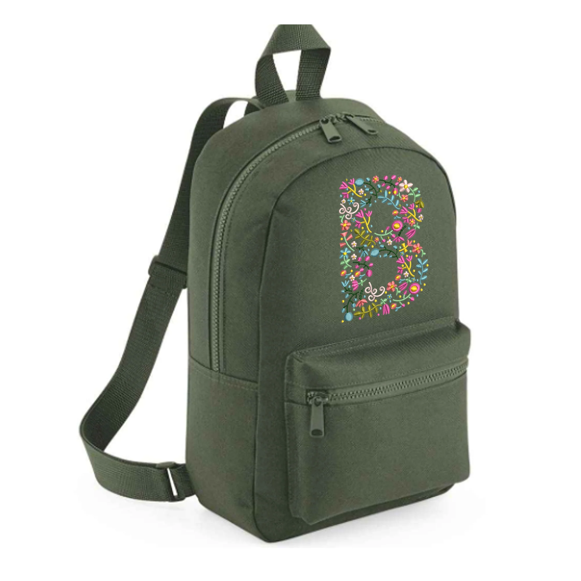 Personalised Embroidered Initial Small 7L Kids Backpack - Floral Design - Image 7