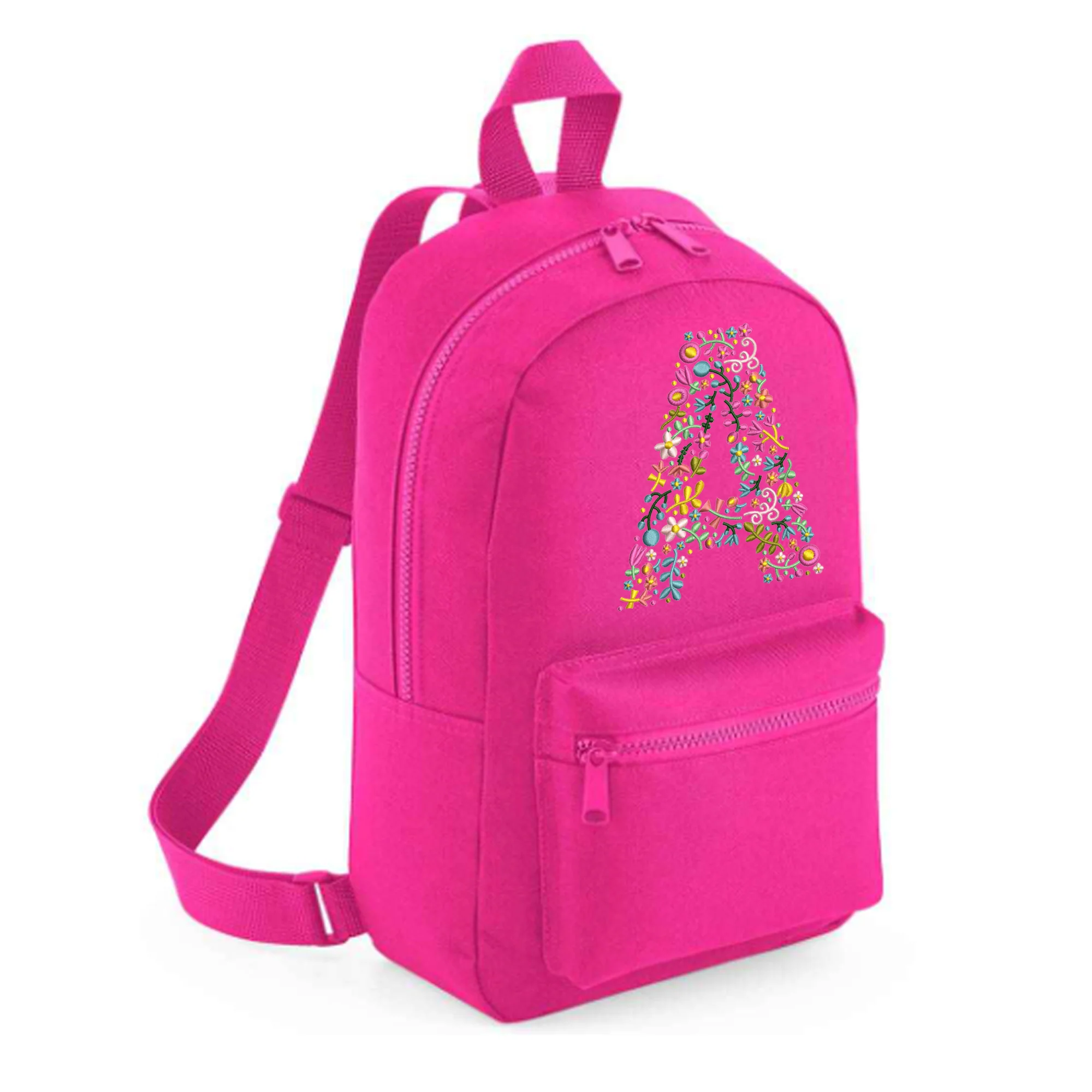 Personalised Embroidered Initial Small 7L Kids Backpack - Floral Design - Image 8